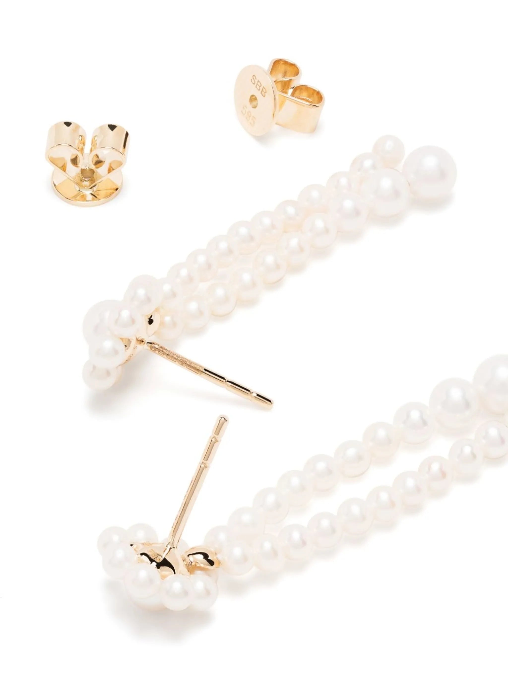 14kt yellow gold pearl Promenade de Fleur earrings