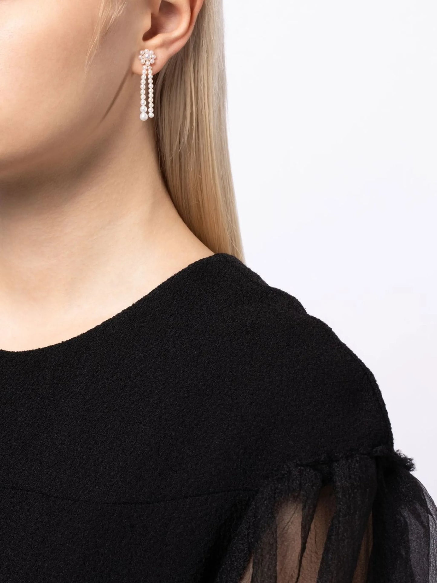 14kt yellow gold pearl Promenade de Fleur earrings