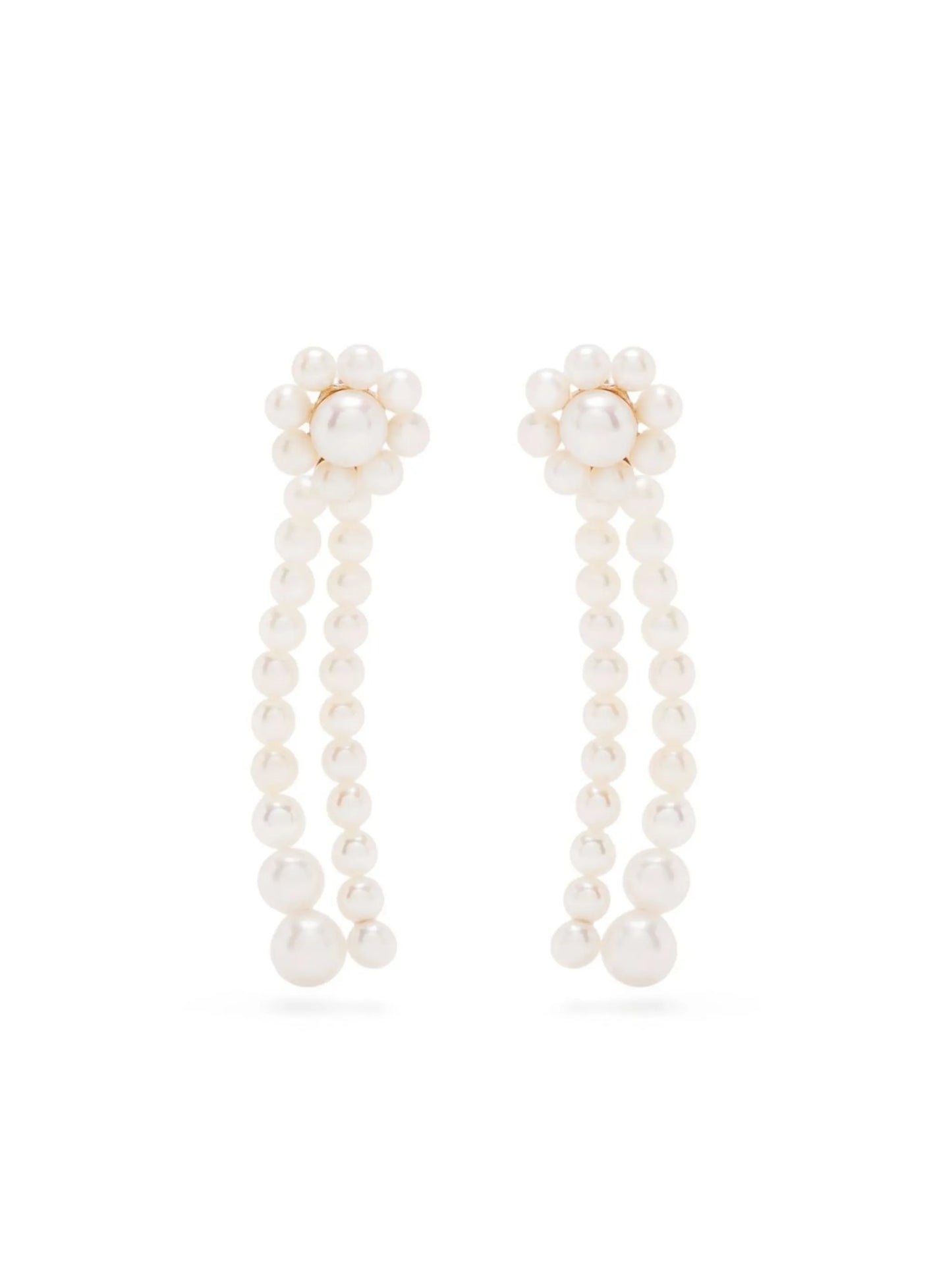 14kt yellow gold pearl Promenade de Fleur earrings