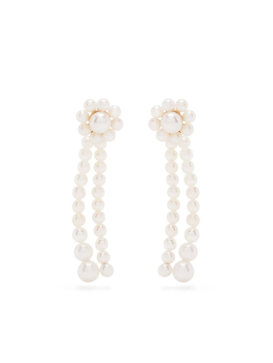 14kt yellow gold pearl Promenade de Fleur earrings
