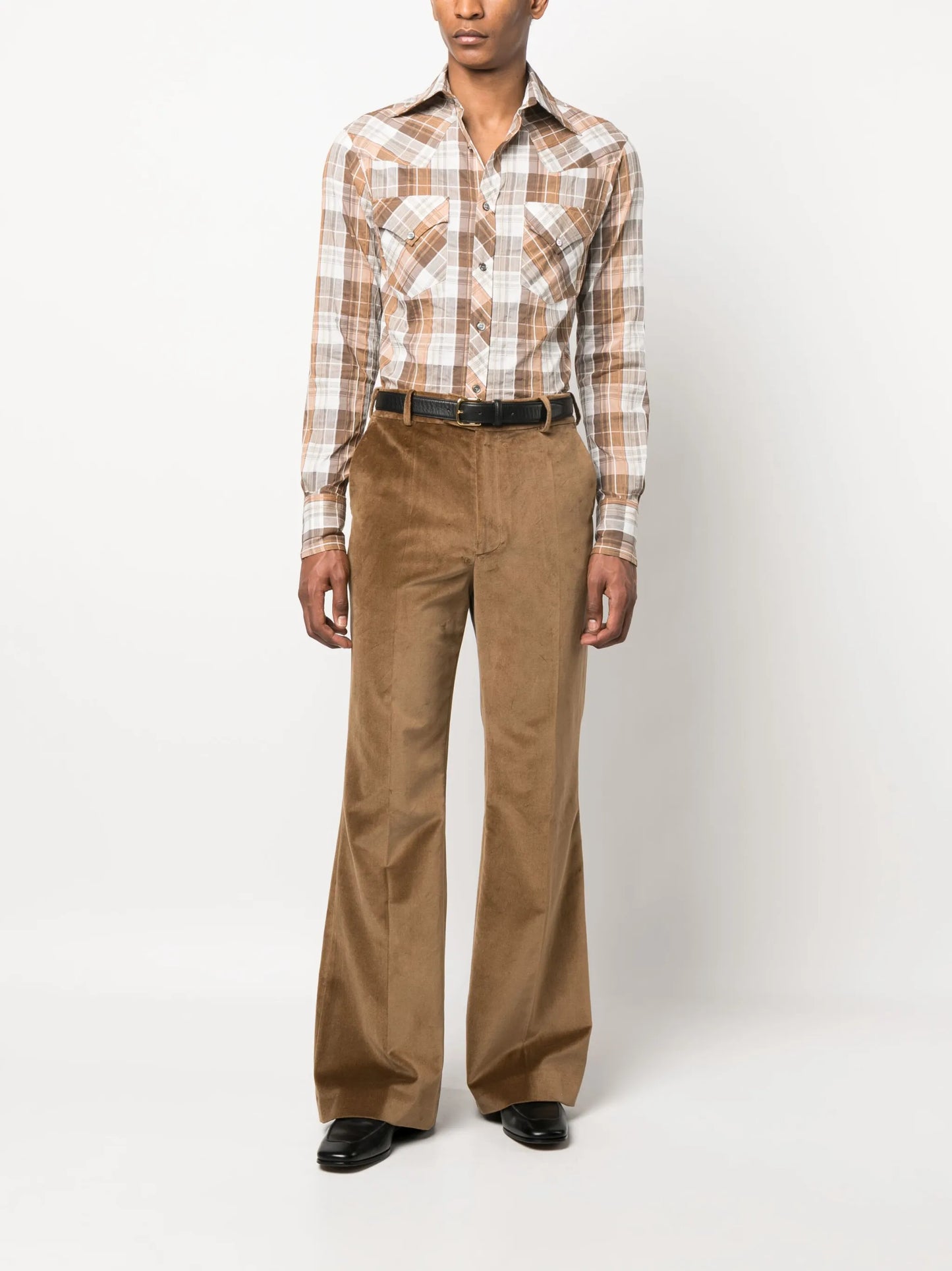 check-pattern cotton shirt