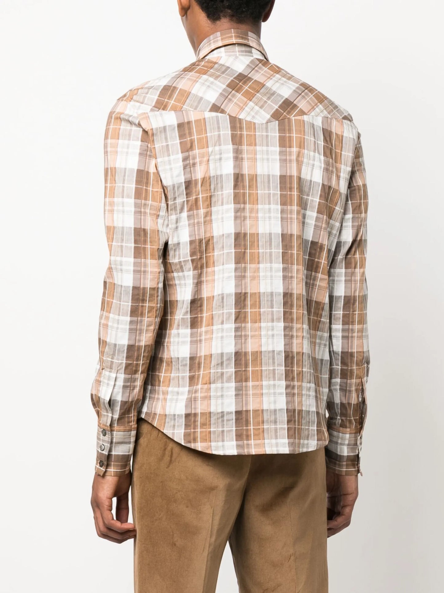check-pattern cotton shirt