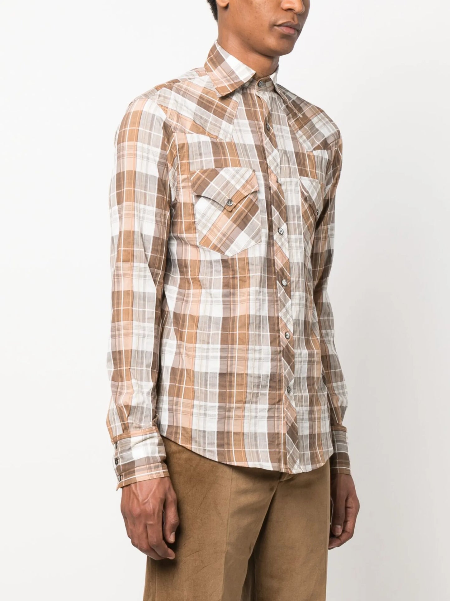 check-pattern cotton shirt