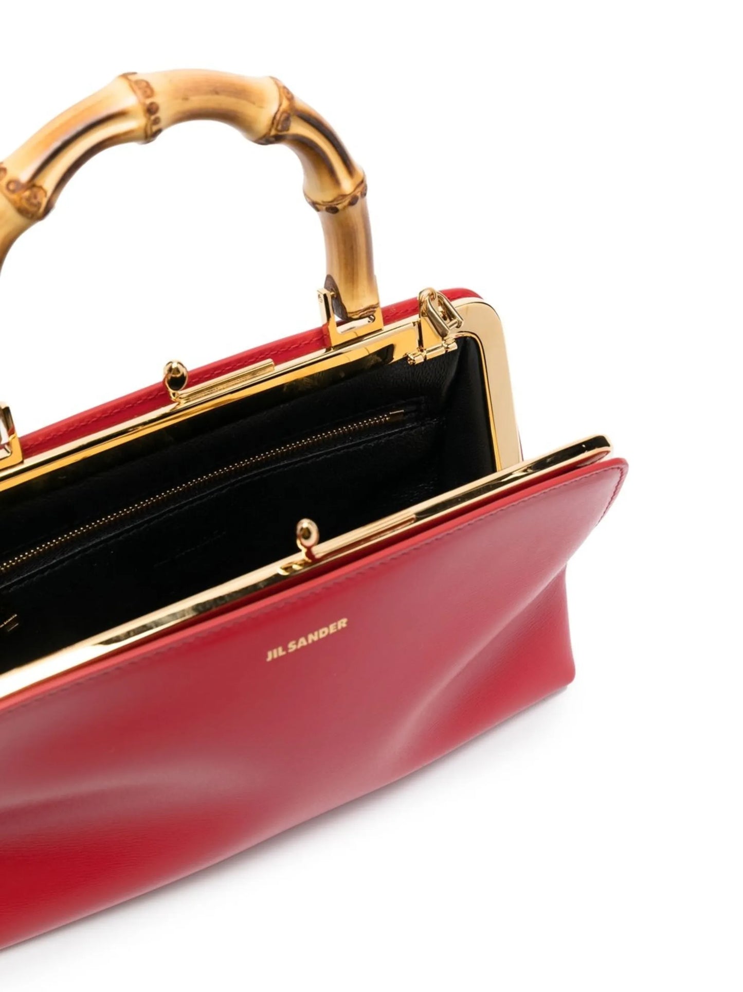 bamboo-handle leather tote bag