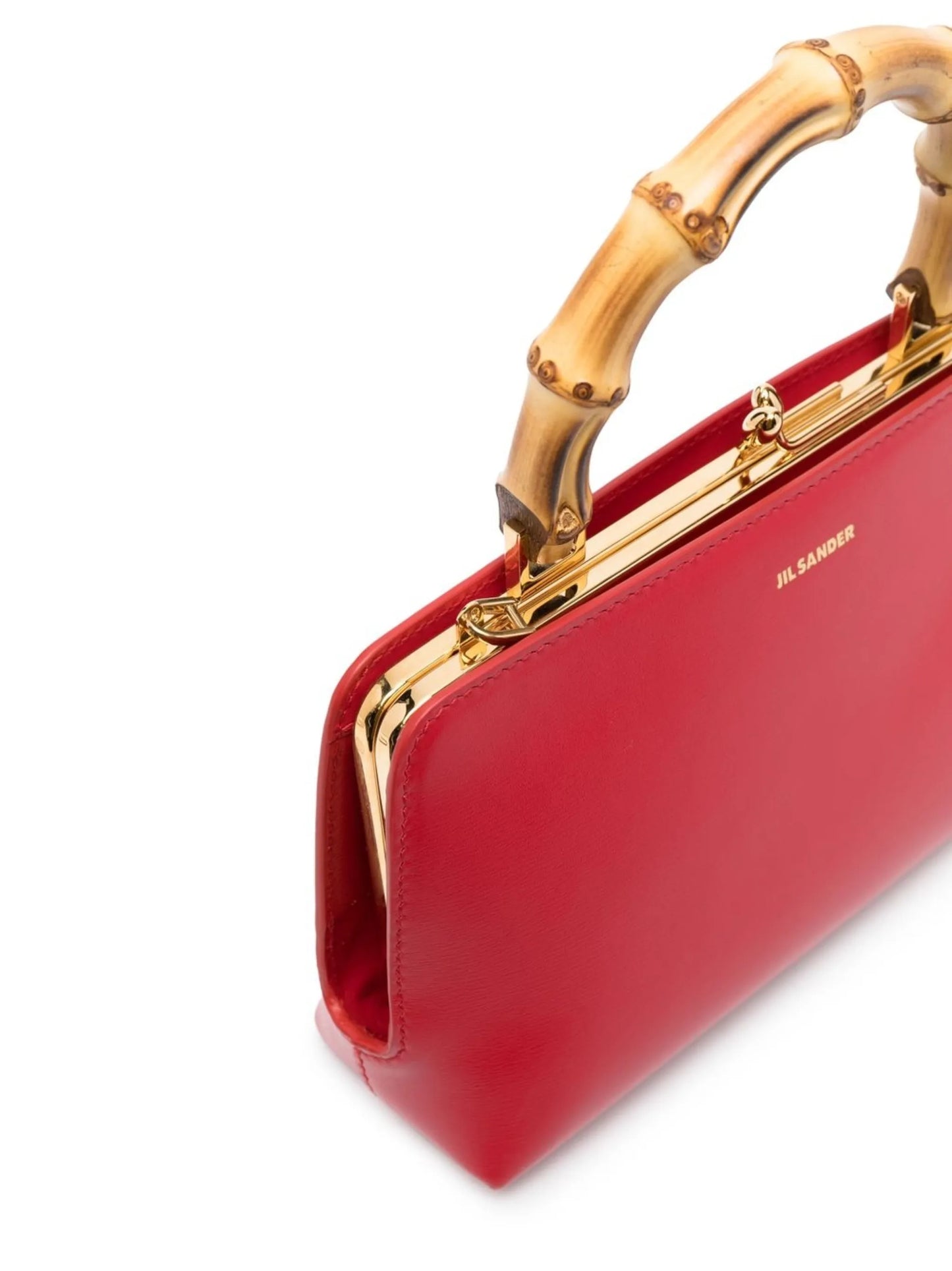 bamboo-handle leather tote bag