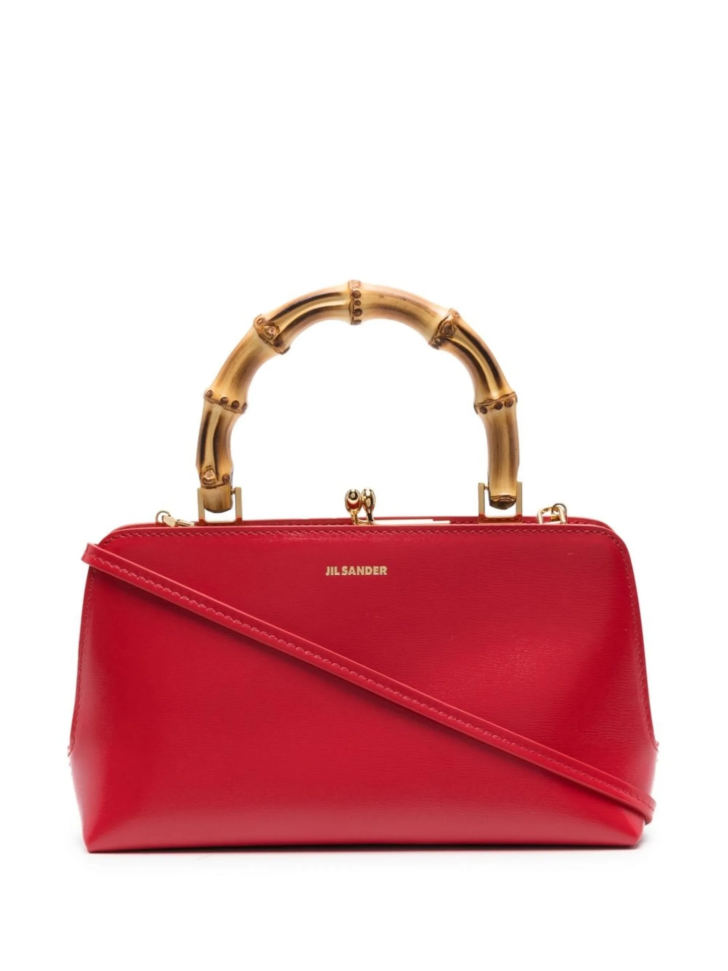 bamboo-handle leather tote bag