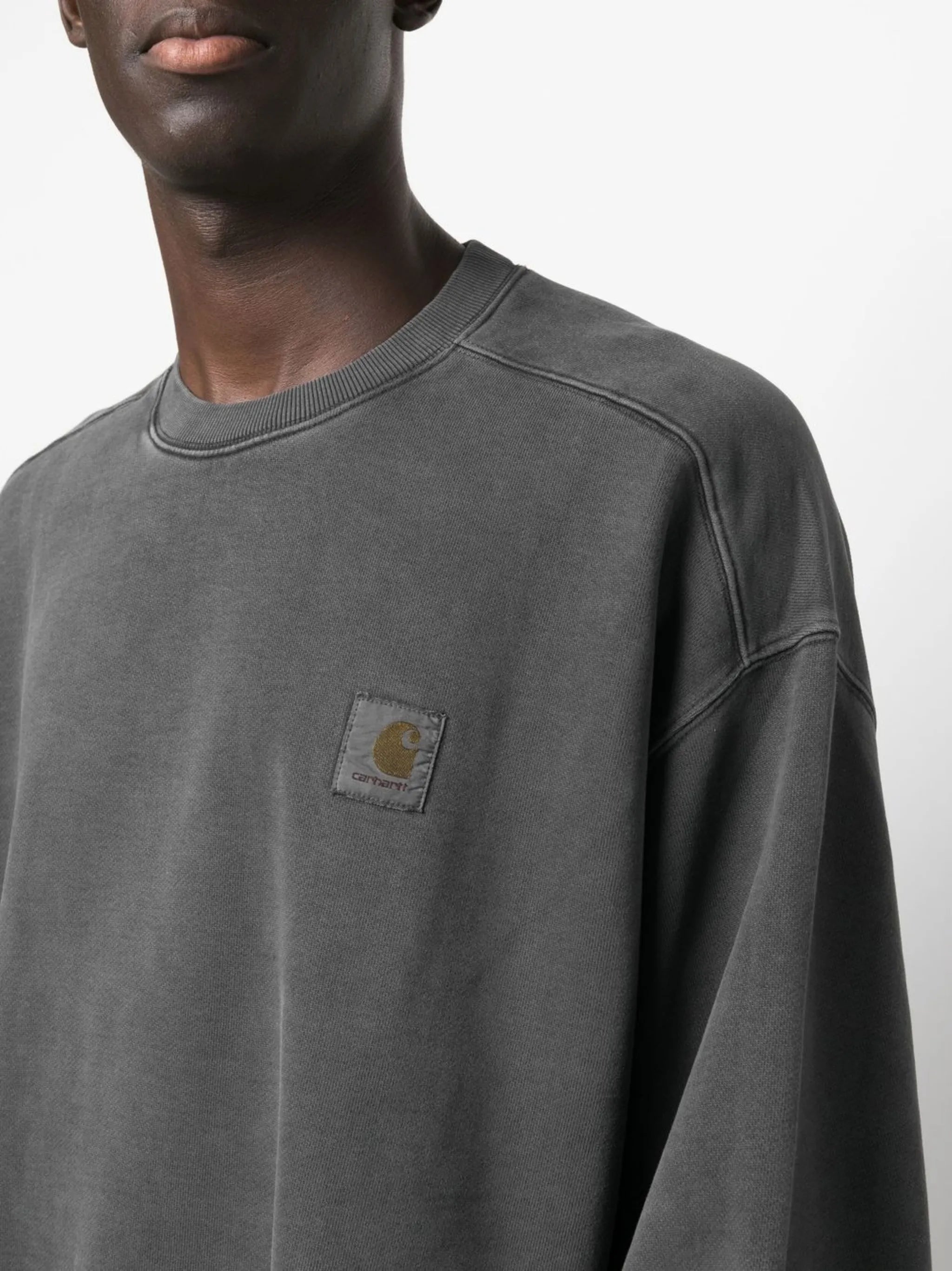 acid-wash crew neck sweatshirt