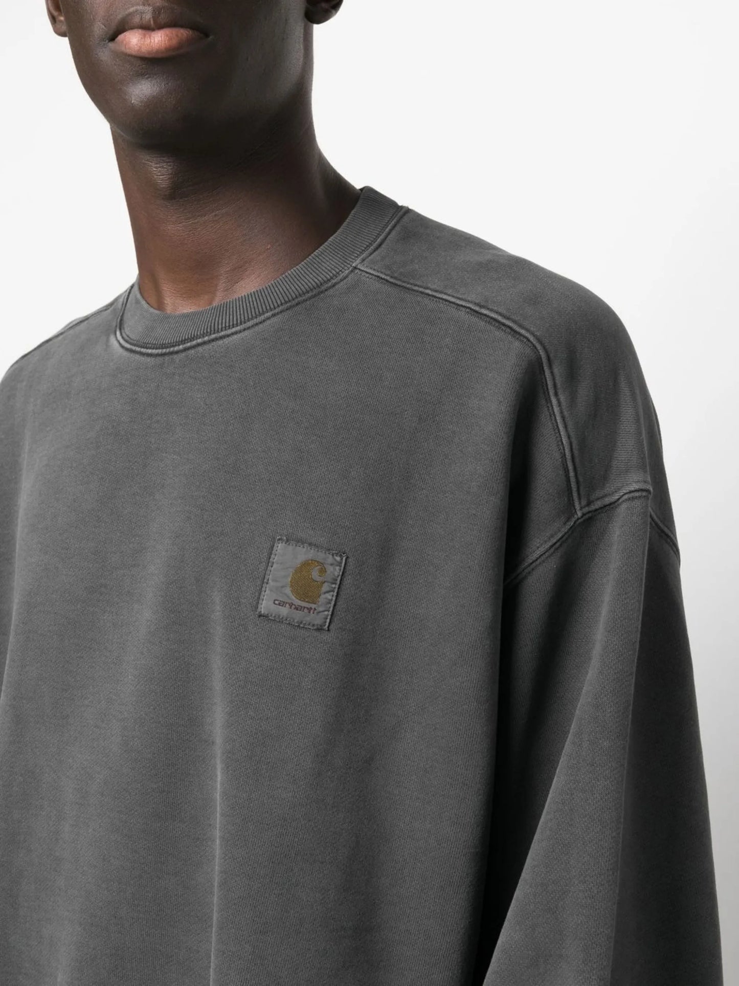 acid-wash crew neck sweatshirt