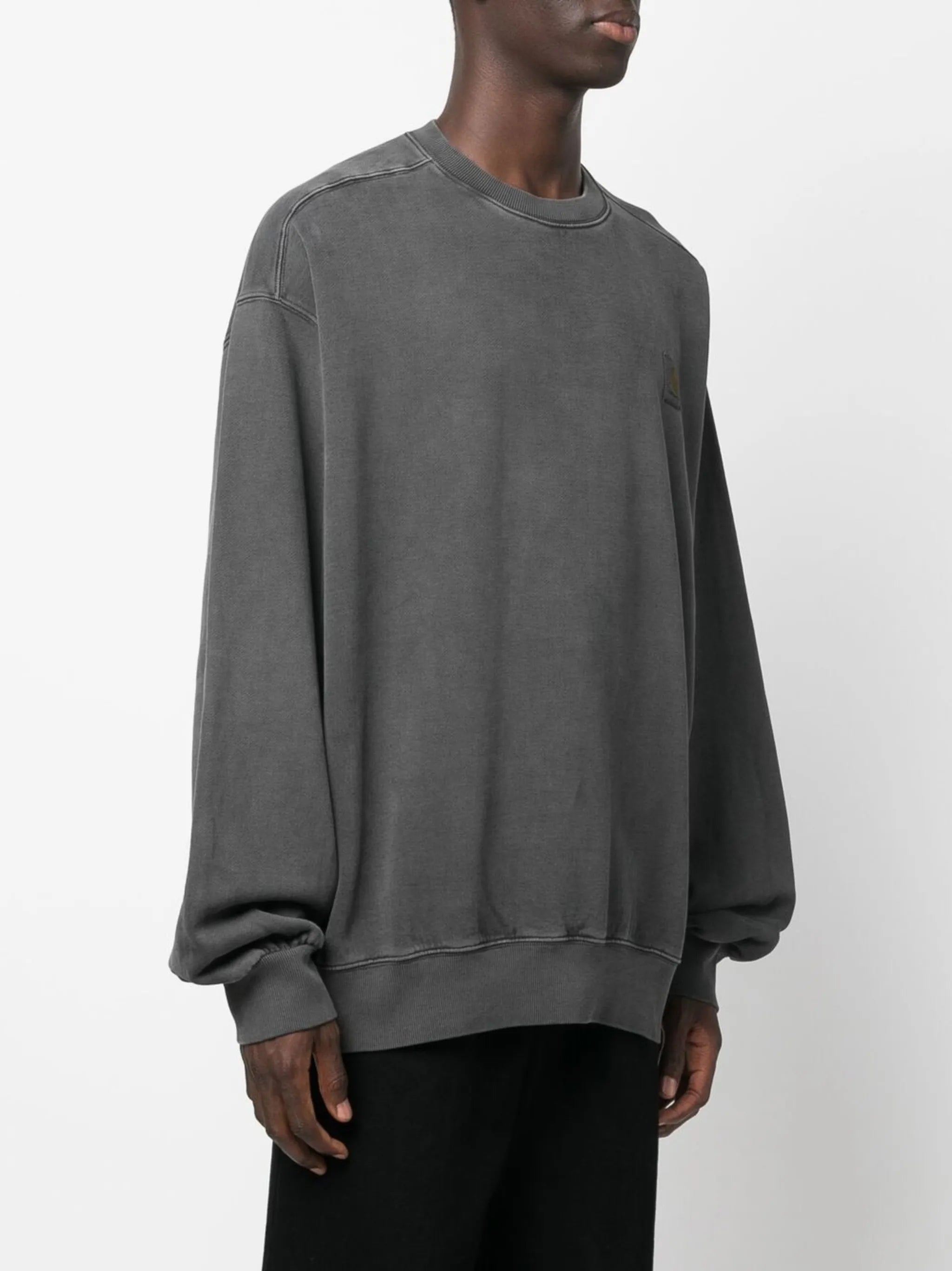 acid-wash crew neck sweatshirt
