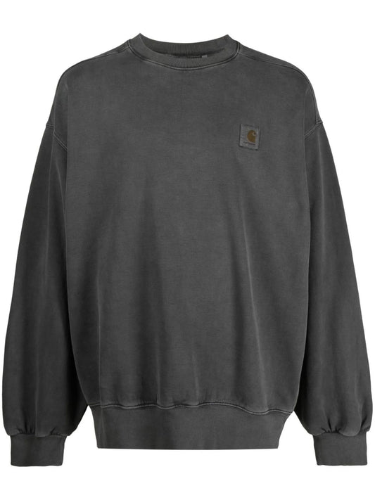 acid-wash crew neck sweatshirt