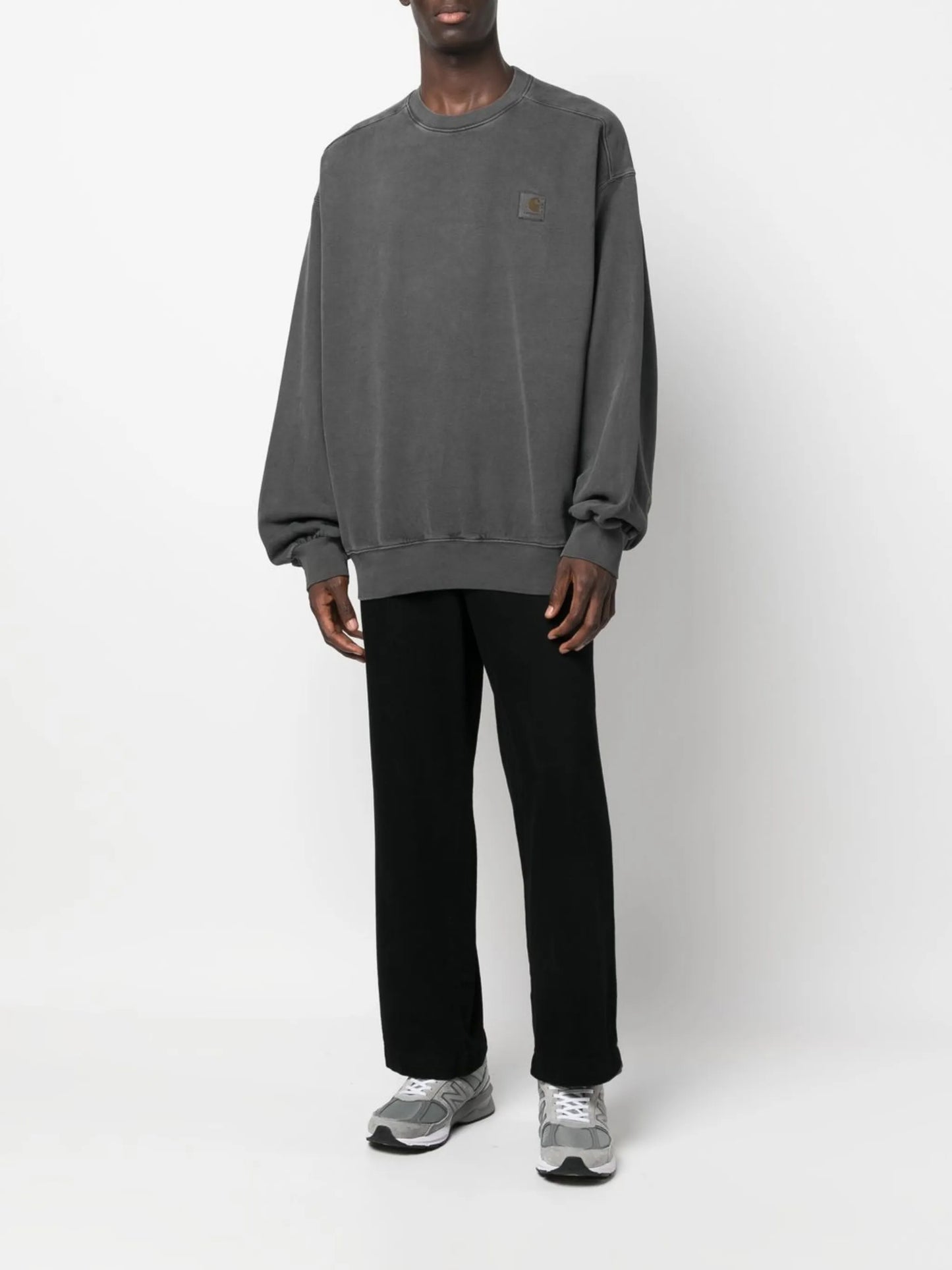 acid-wash crew neck sweatshirt