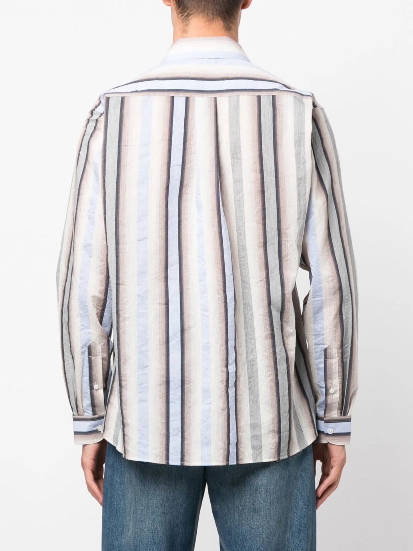 striped logo-embroidered shirt