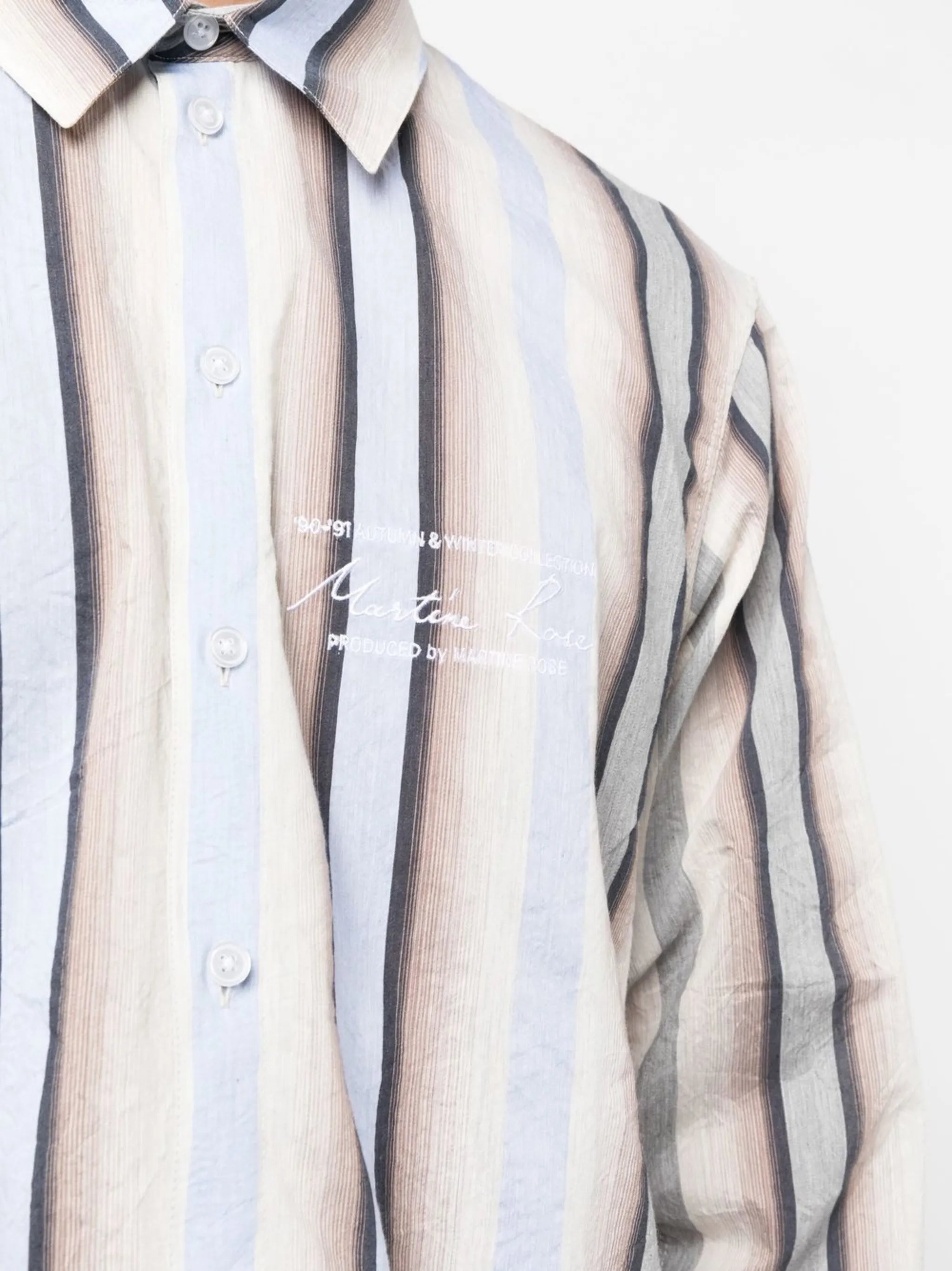 striped logo-embroidered shirt