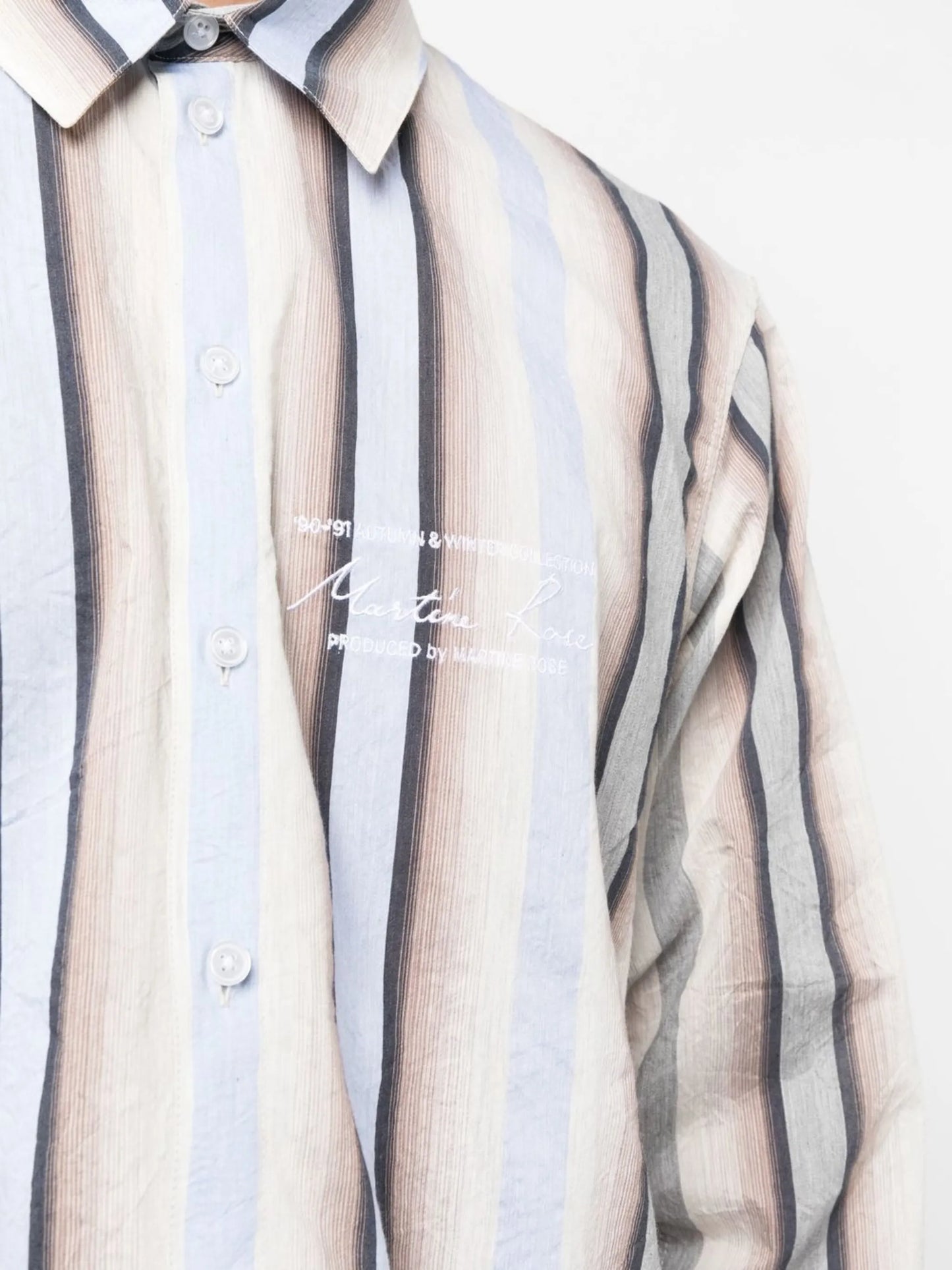 striped logo-embroidered shirt