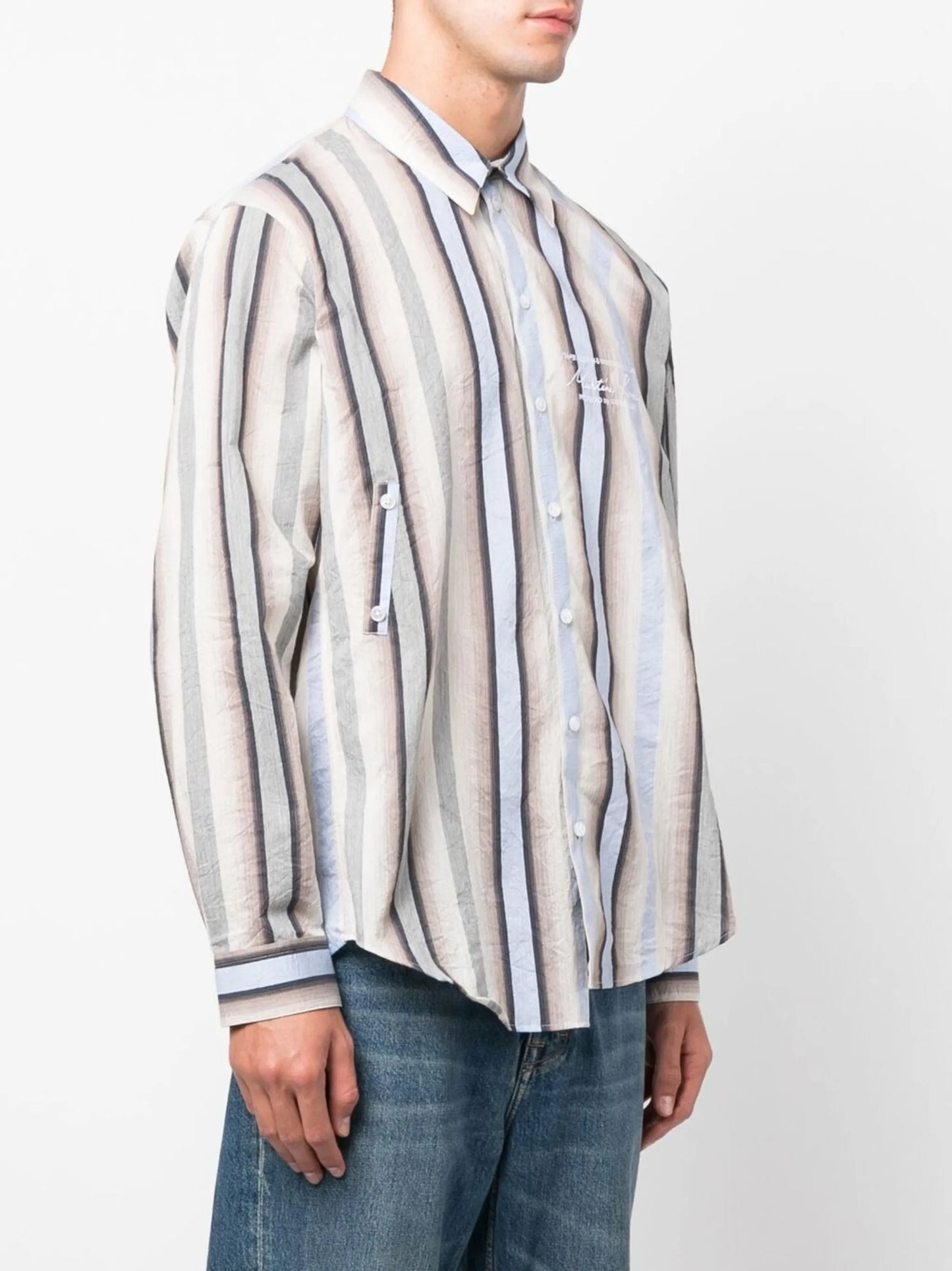 striped logo-embroidered shirt