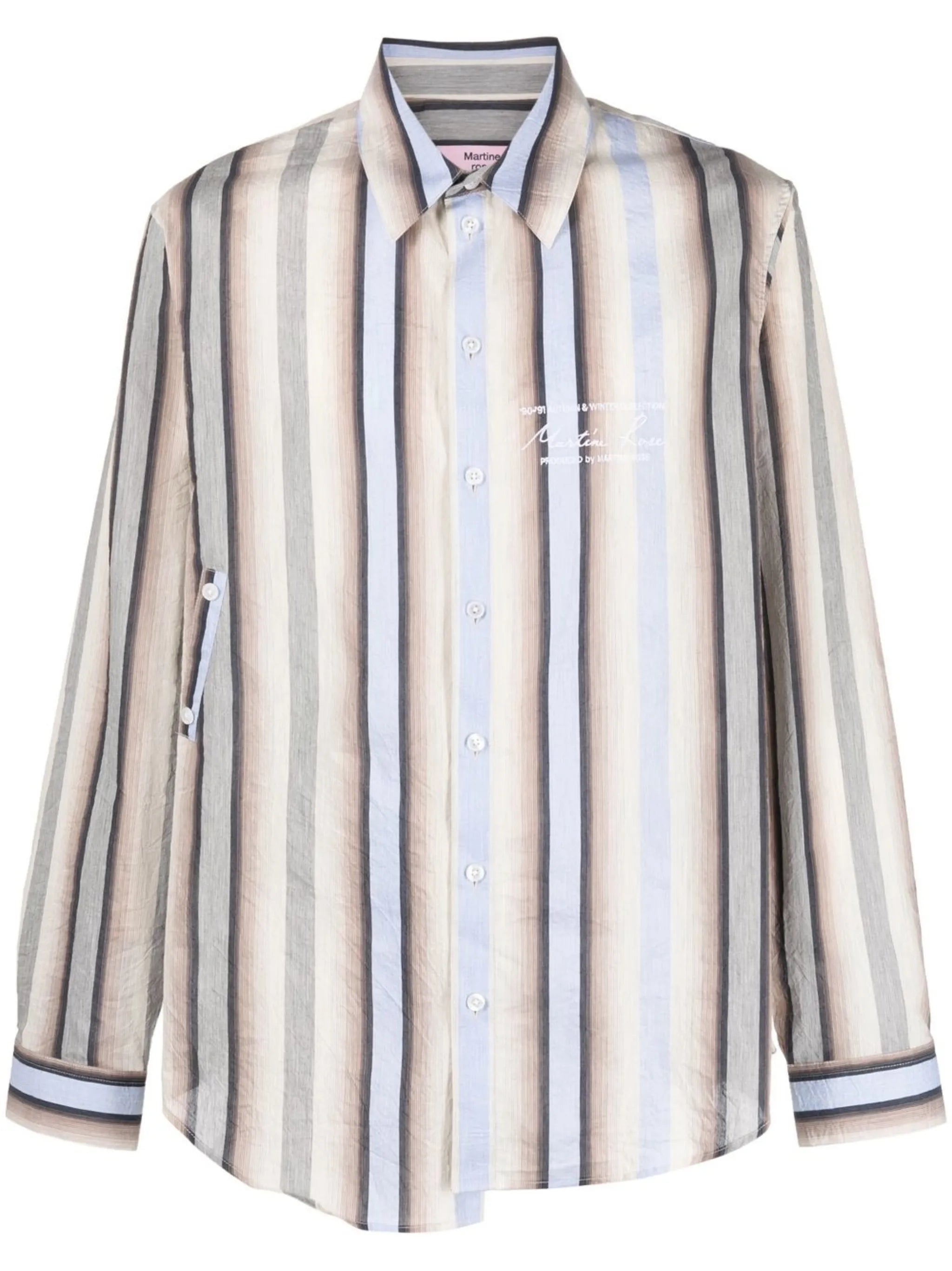 striped logo-embroidered shirt