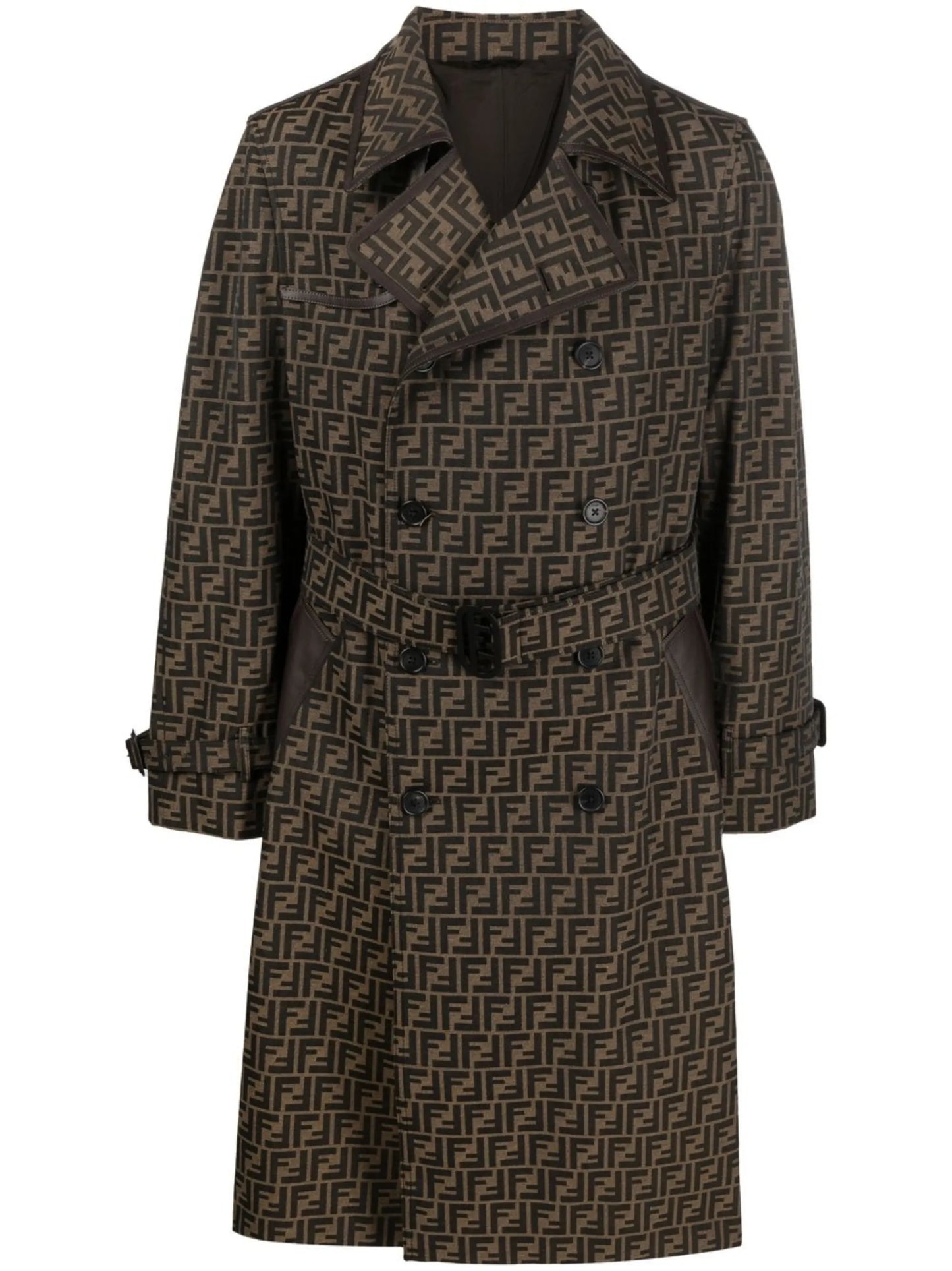FF jacquard double-breasted trench coat