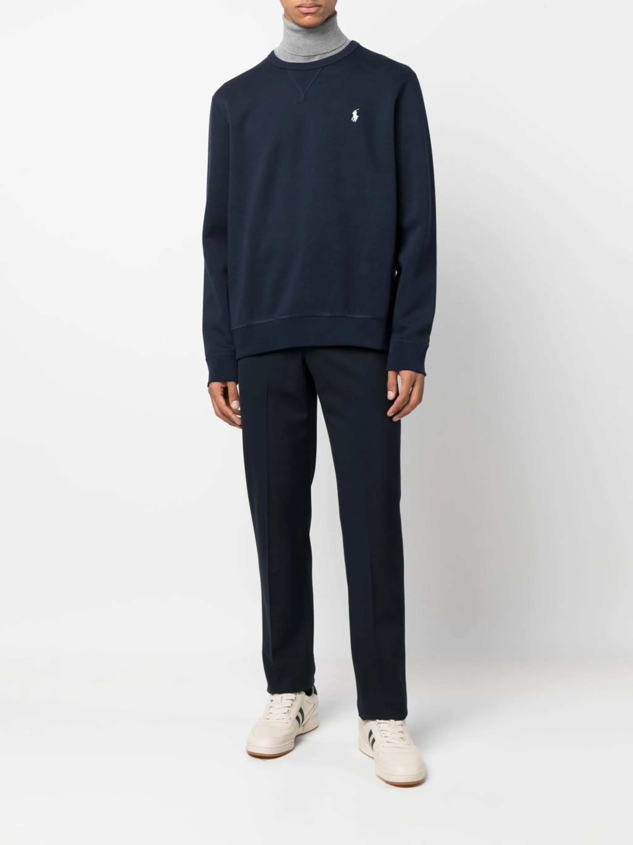 embroidered-logo crew neck jumper