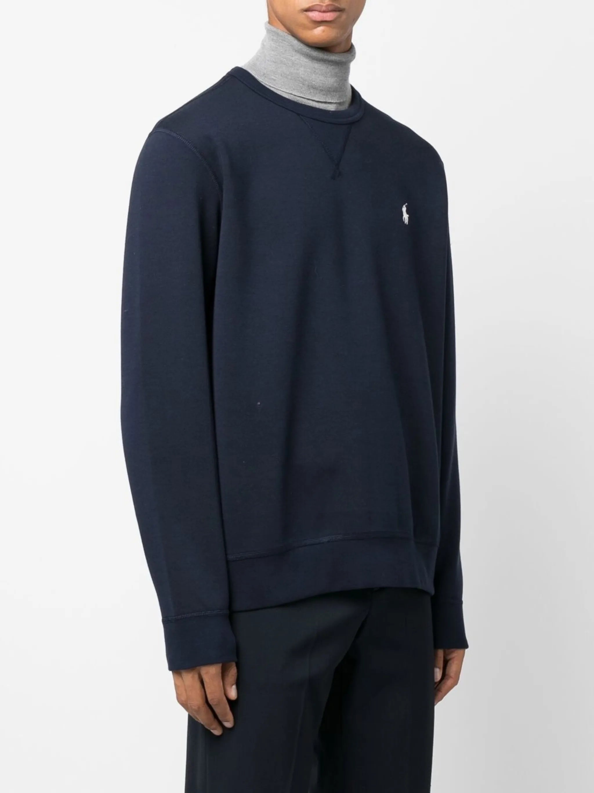 embroidered-logo crew neck jumper