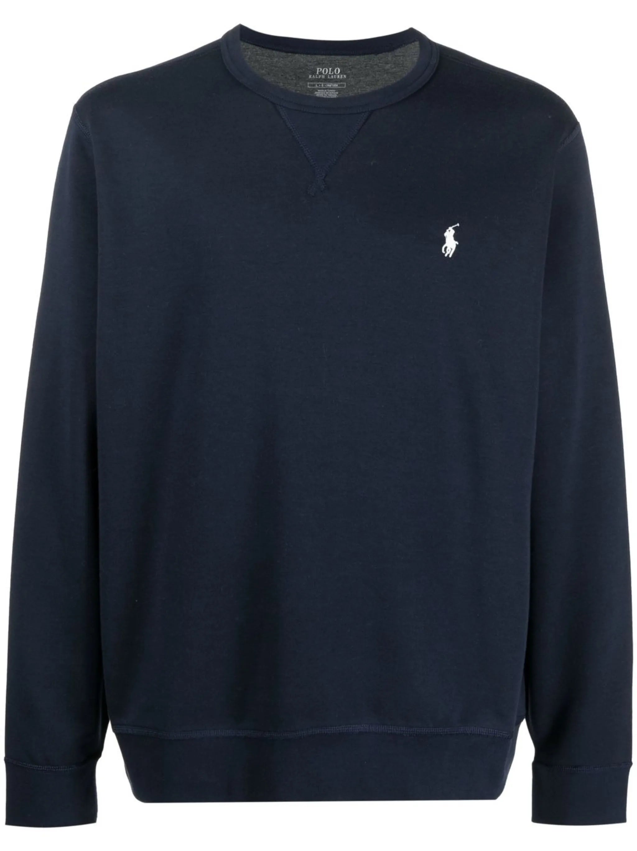 embroidered-logo crew neck jumper