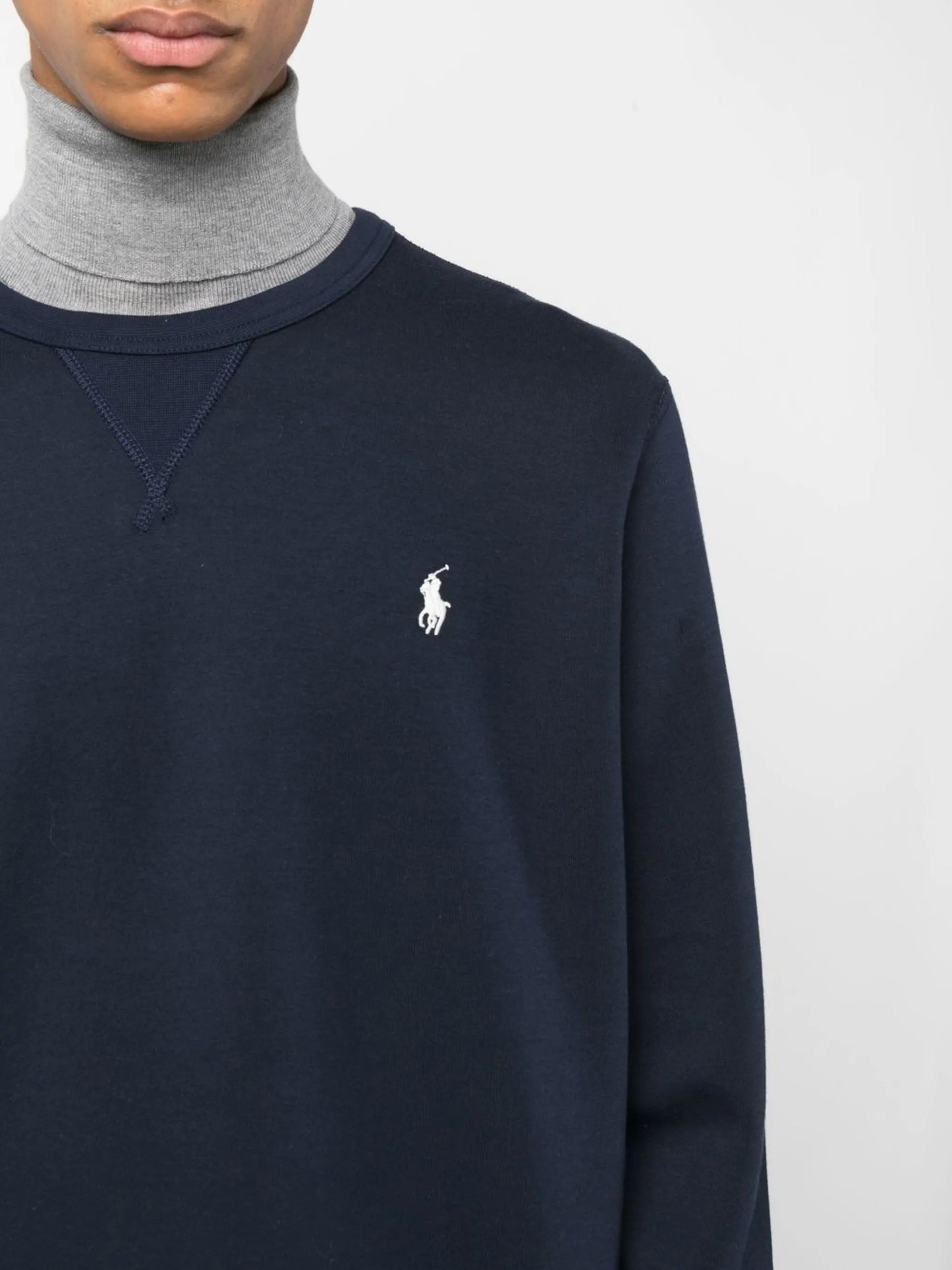 embroidered-logo crew neck jumper