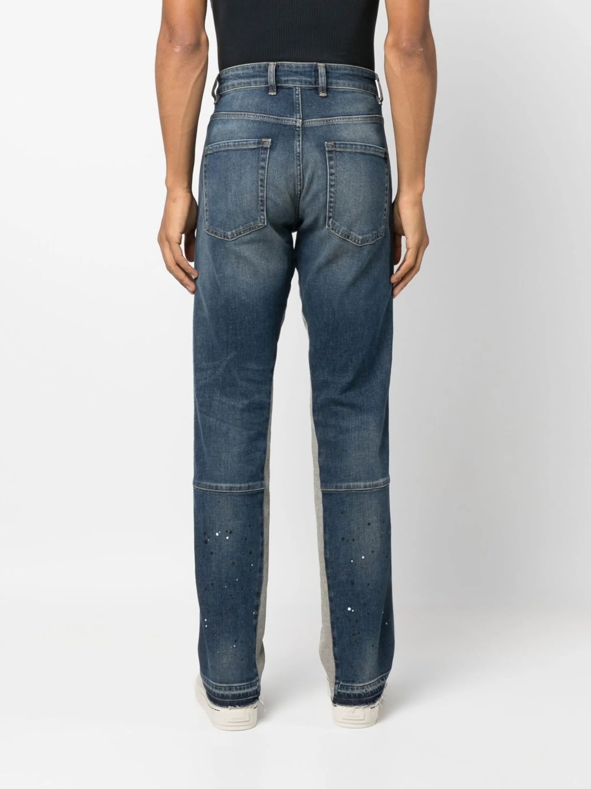 two-tone straight-leg jeans