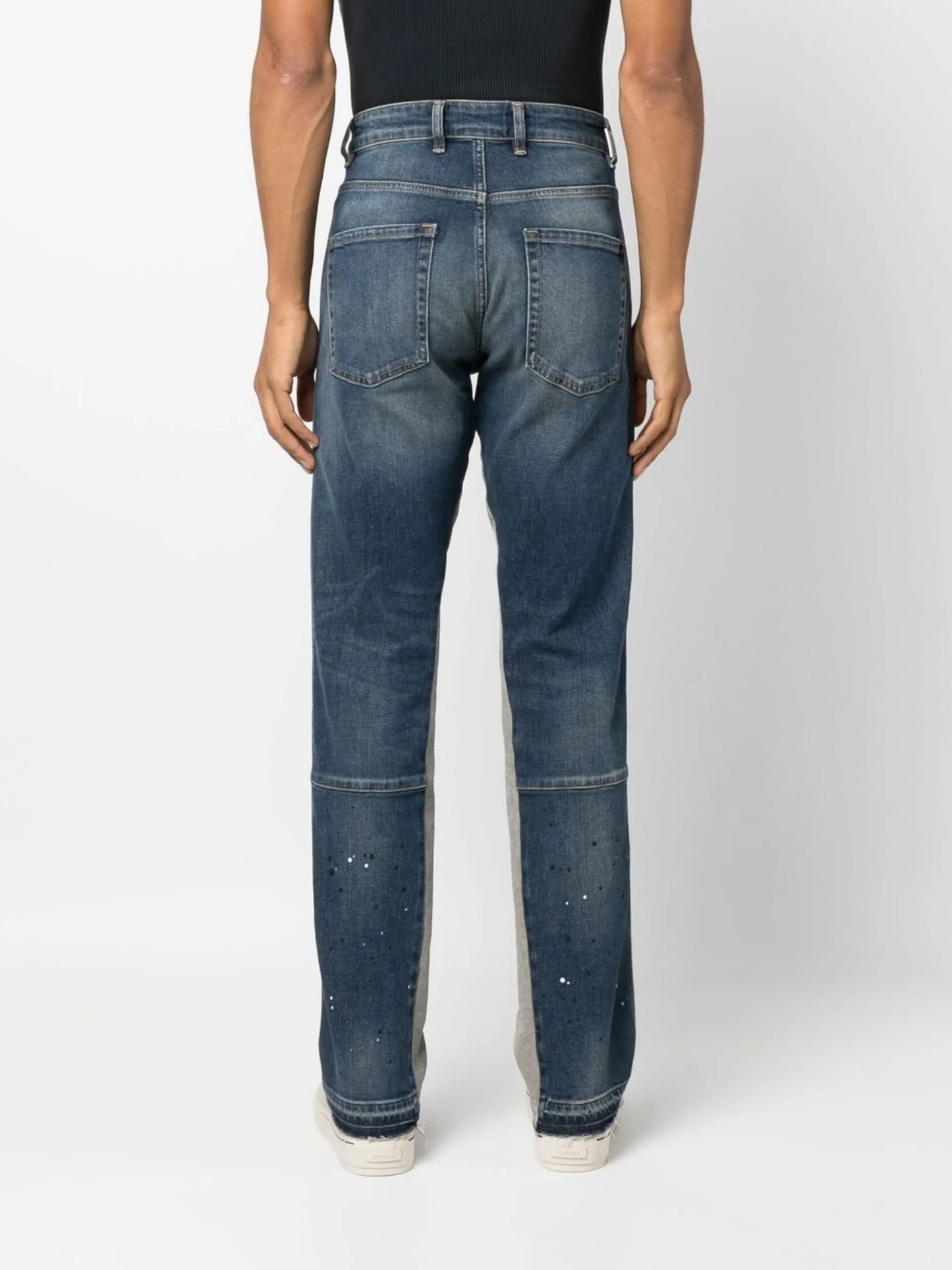 two-tone straight-leg jeans