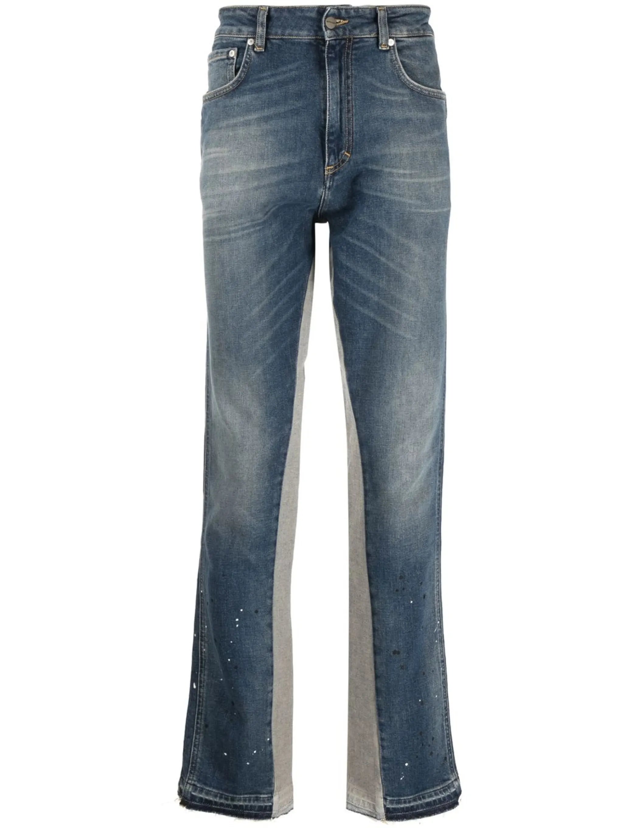 two-tone straight-leg jeans