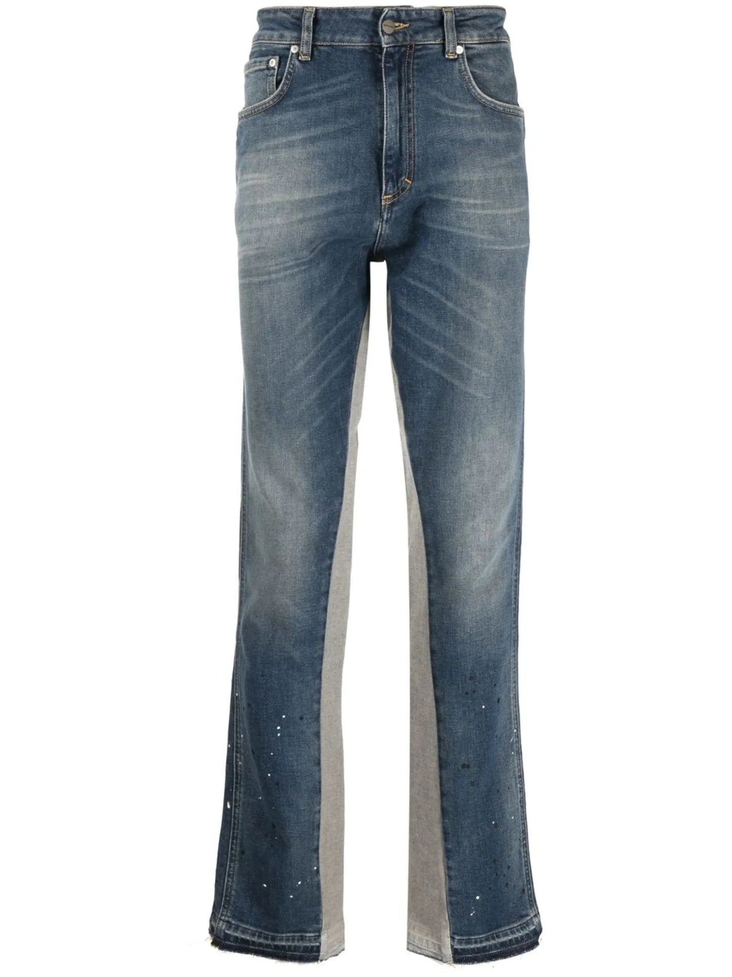 two-tone straight-leg jeans