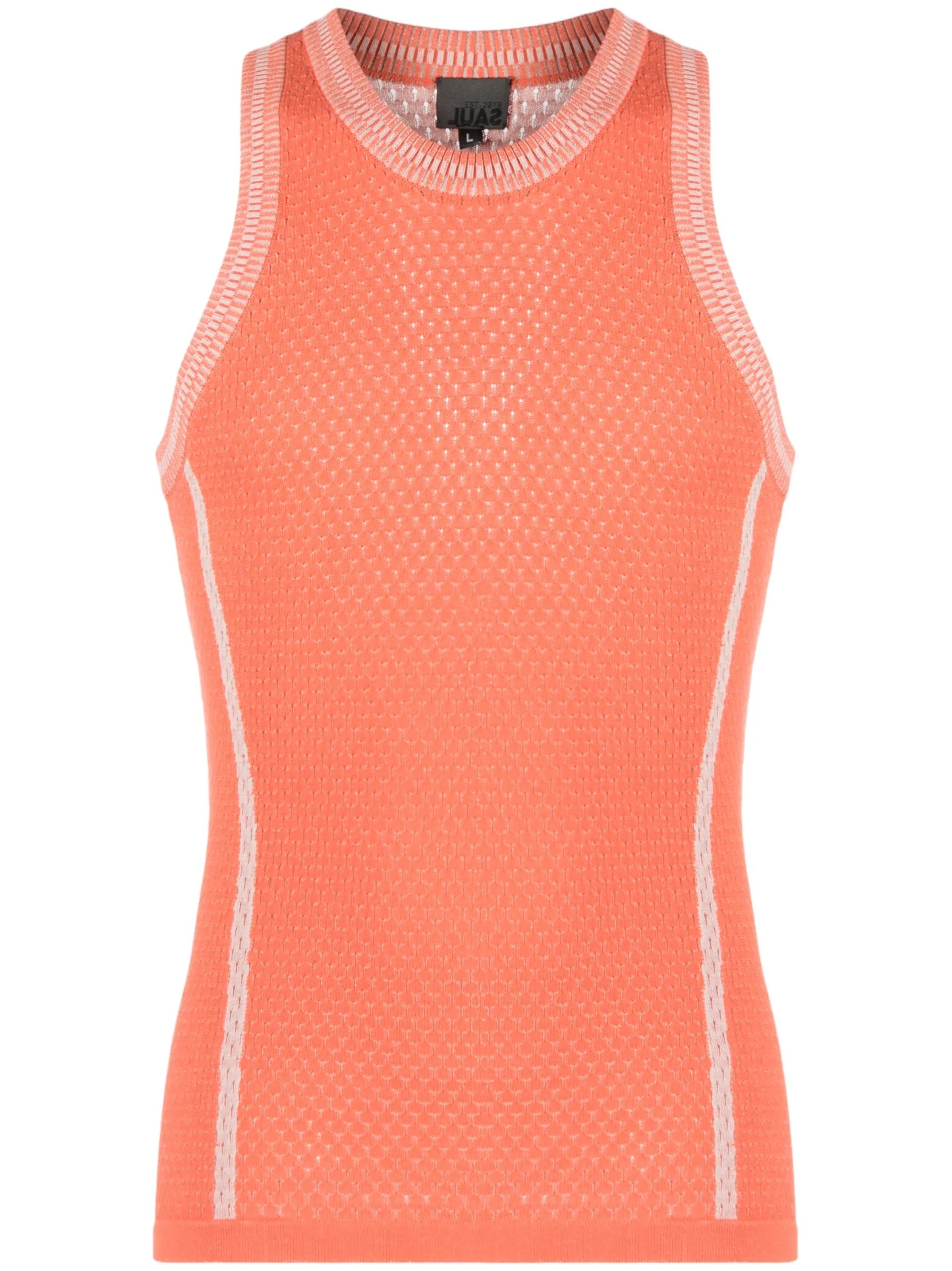 logo-print perforated tank top