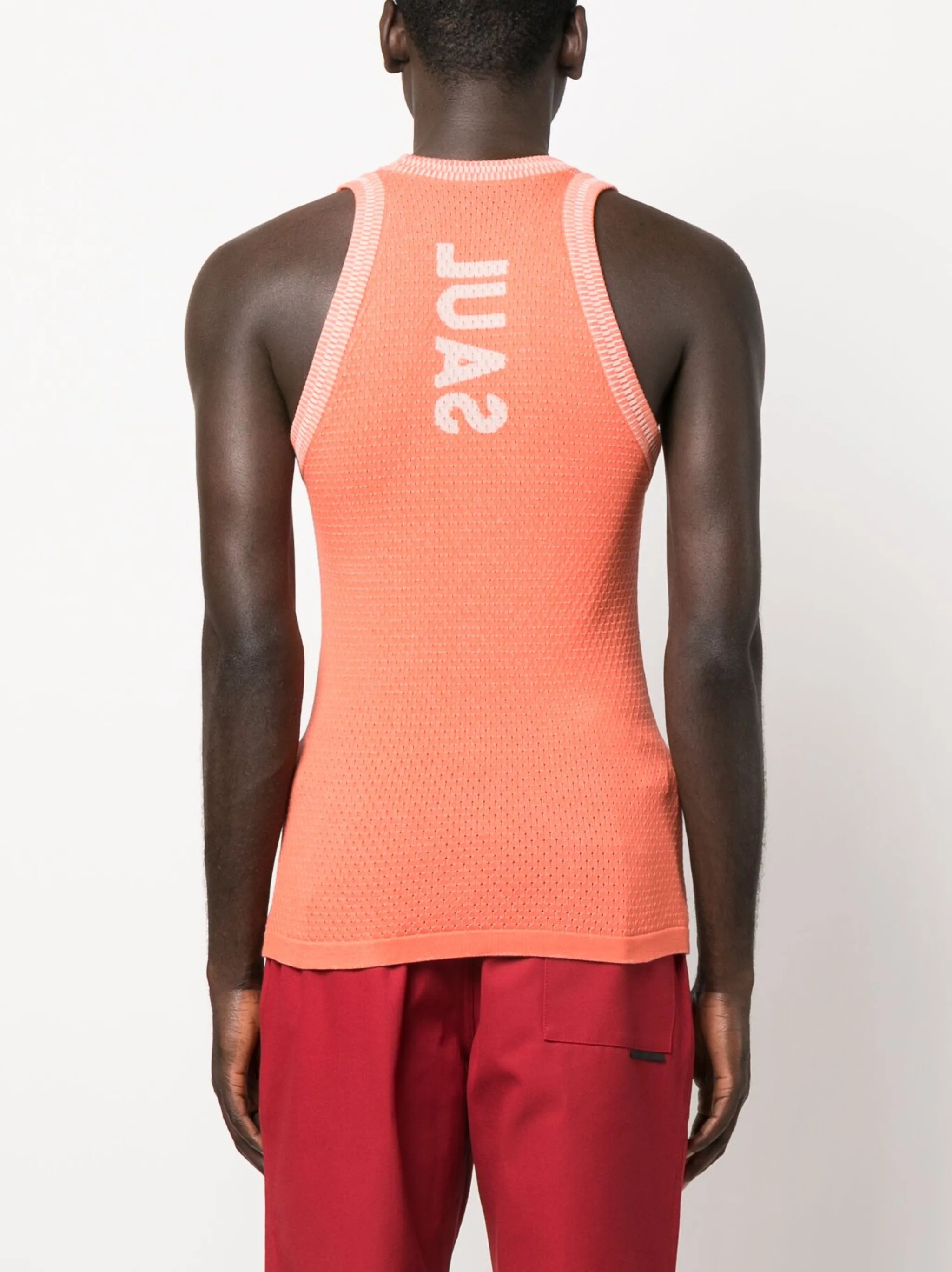 logo-print perforated tank top