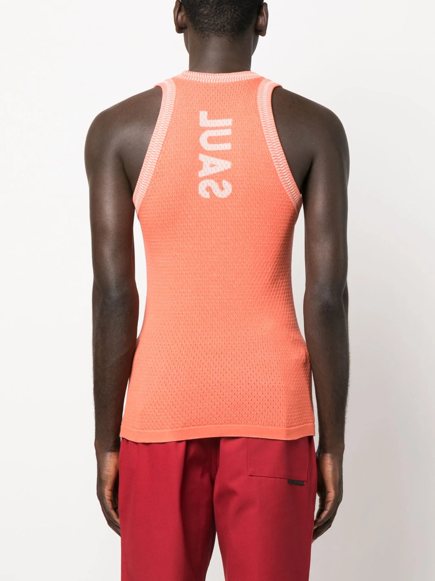 logo-print perforated tank top