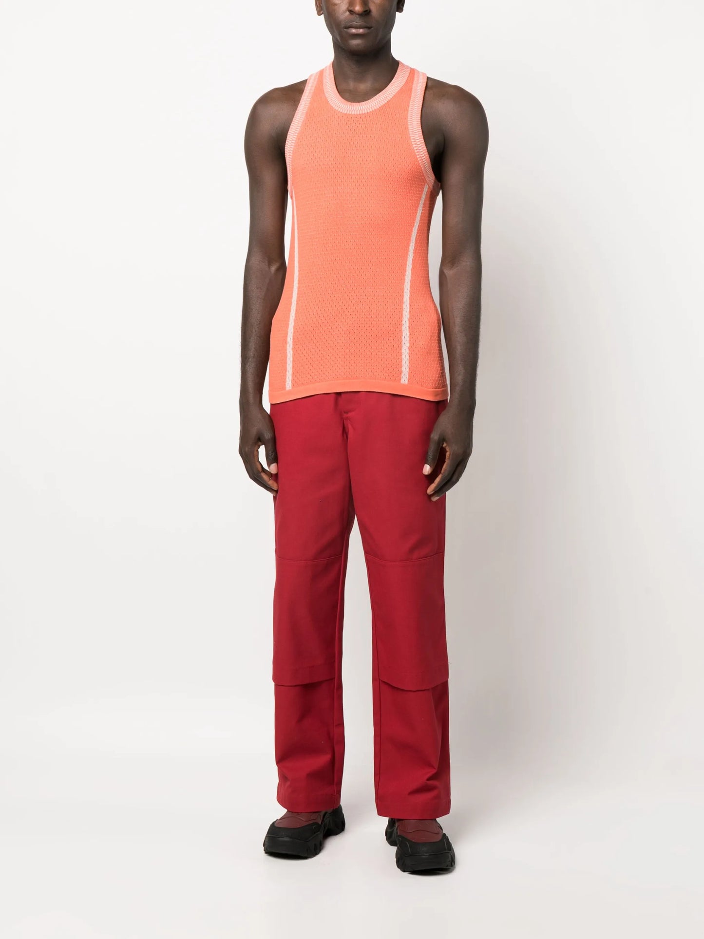 logo-print perforated tank top