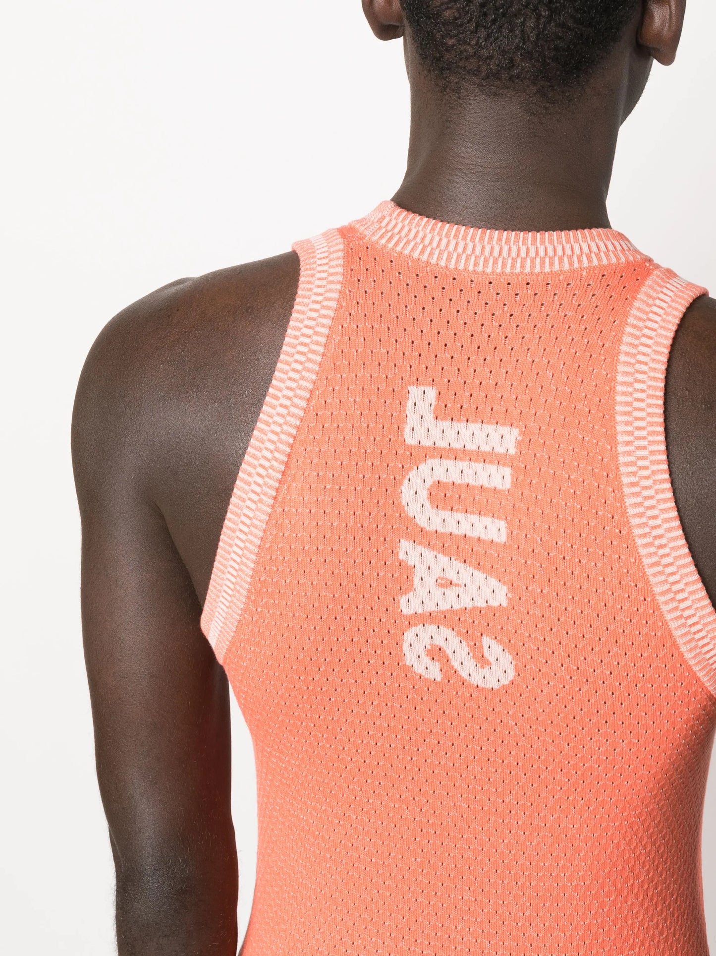 logo-print perforated tank top