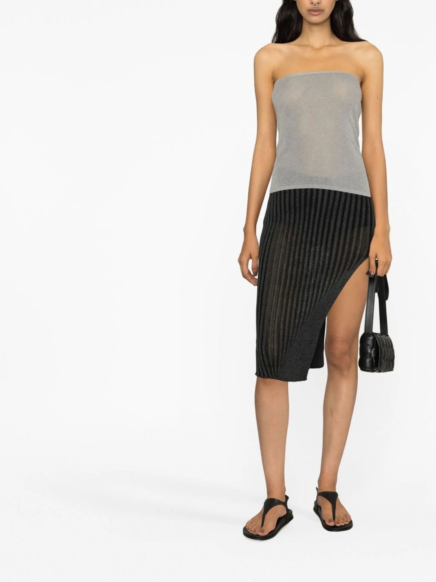 strapless sheer knit top