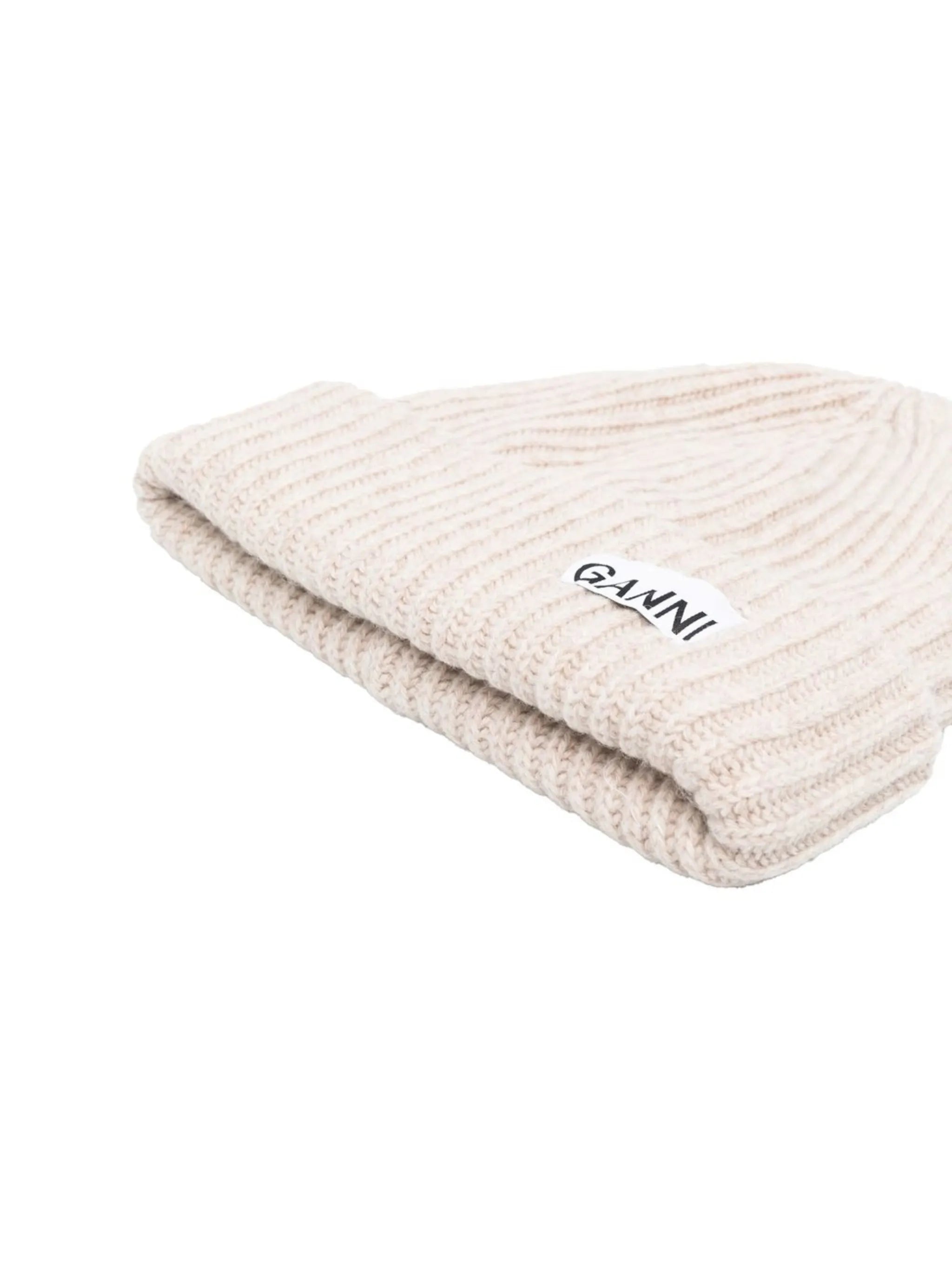 logo-patch ribbed beanie