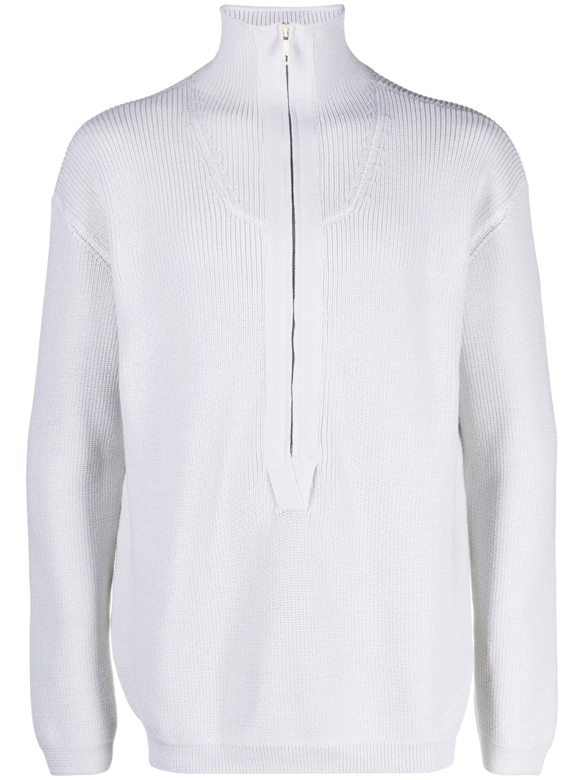 zipped funnel-neck jumper