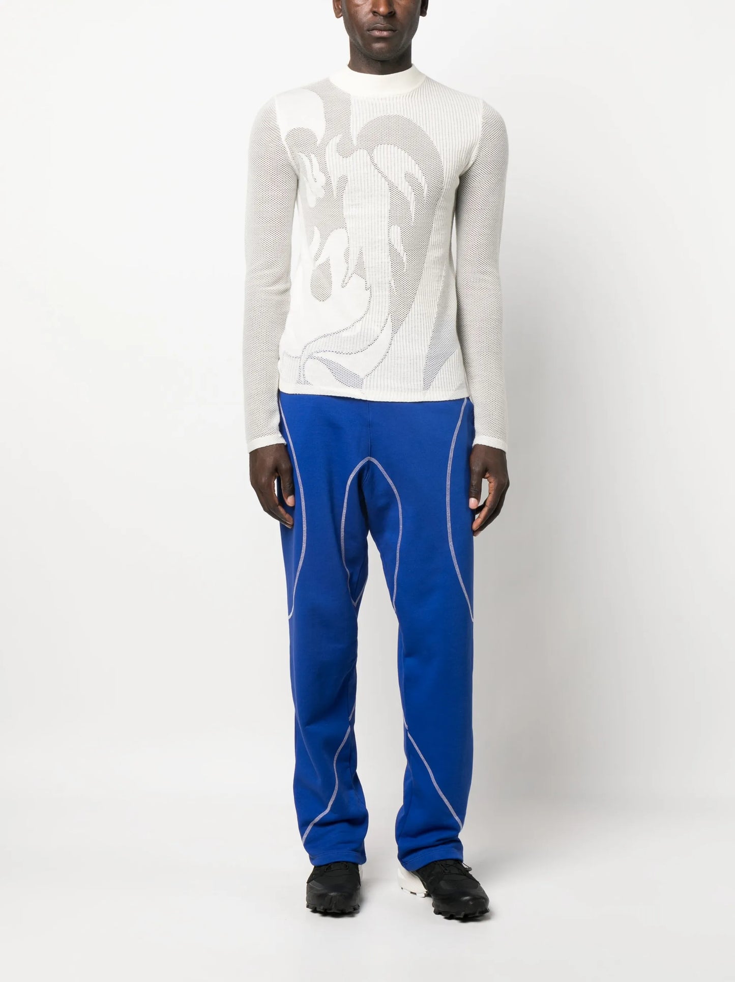 contrast-stitching track pants