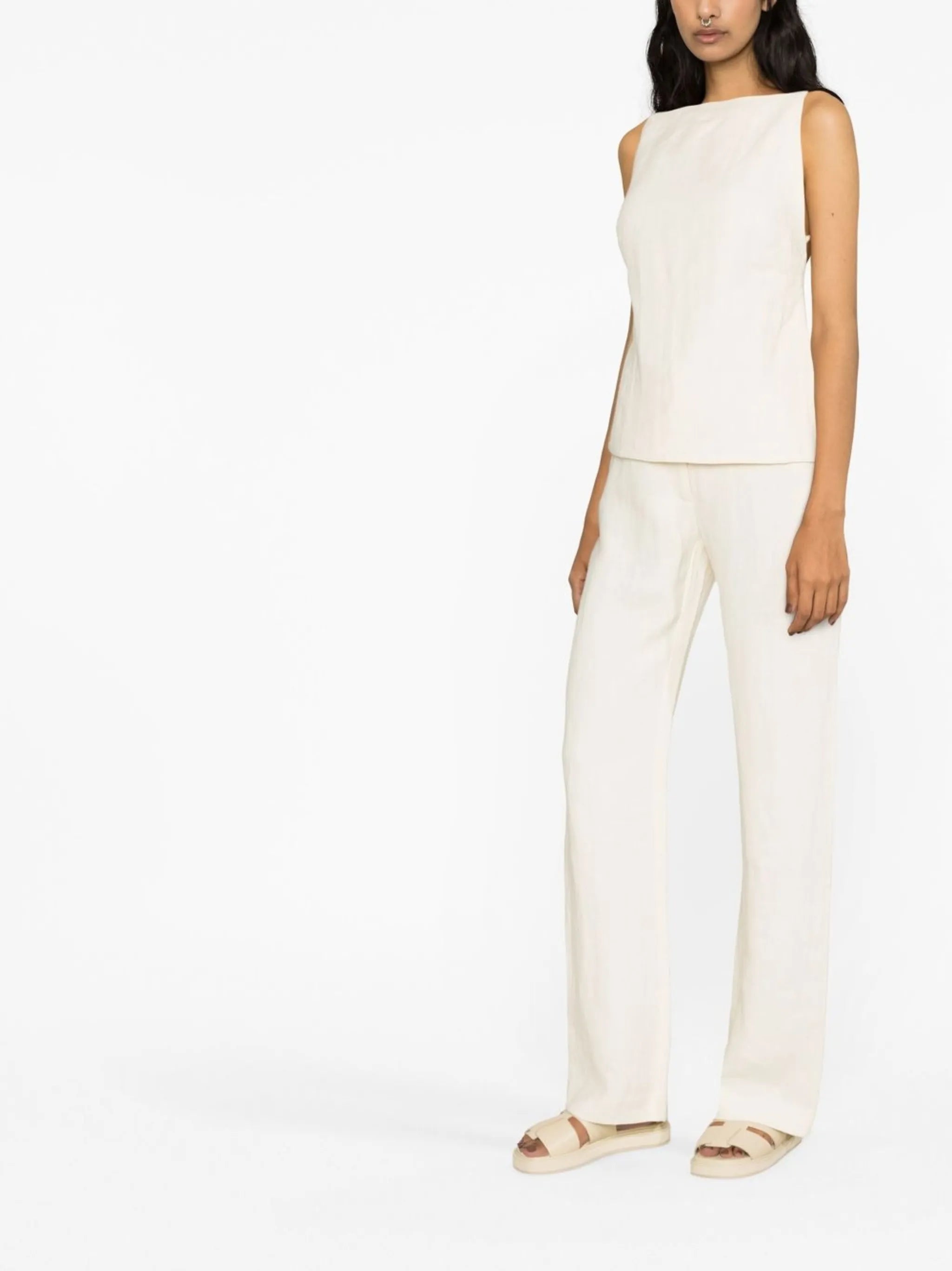 linen square-neck camisole-top