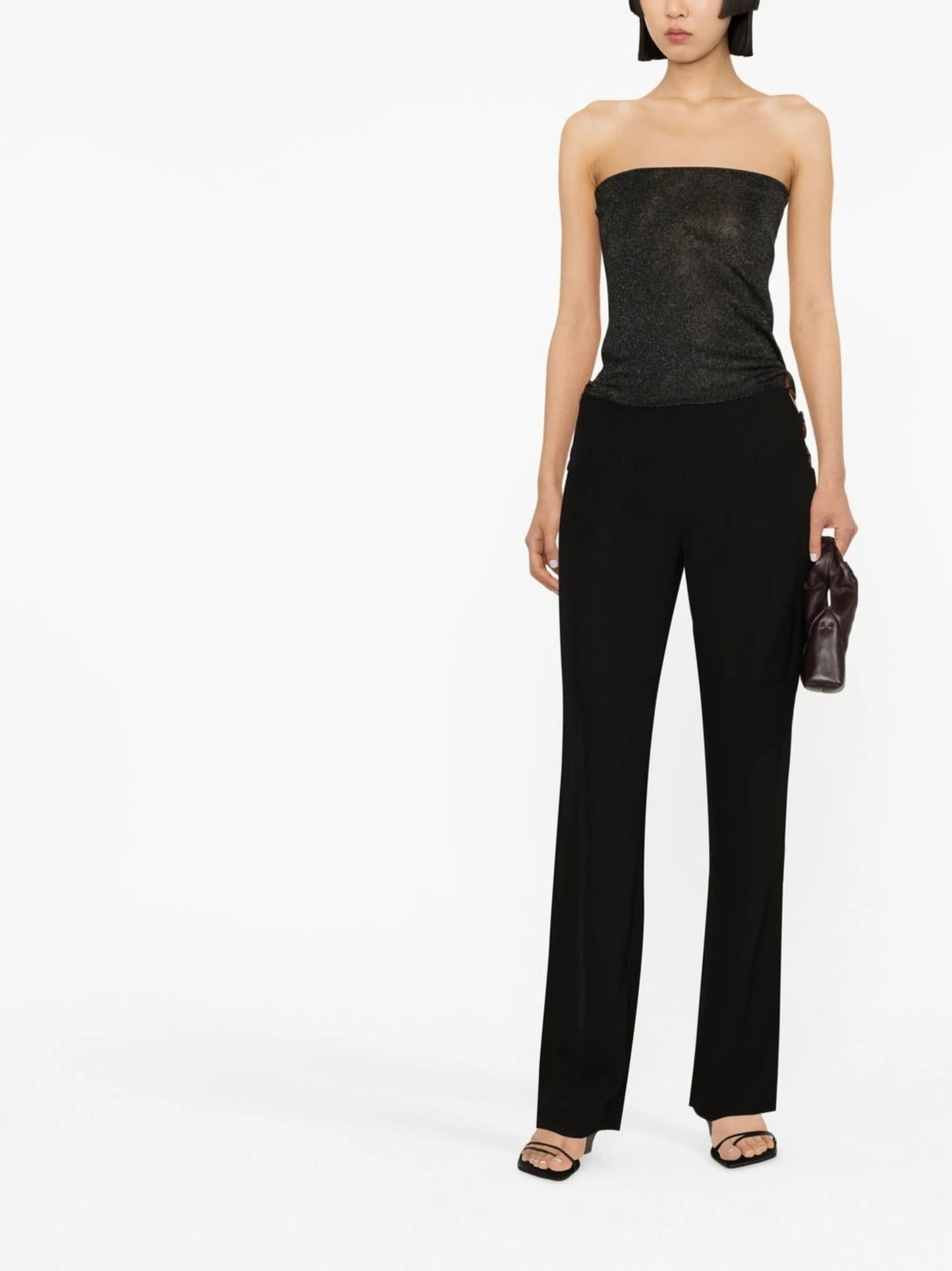 ring-detail straight-leg trousers