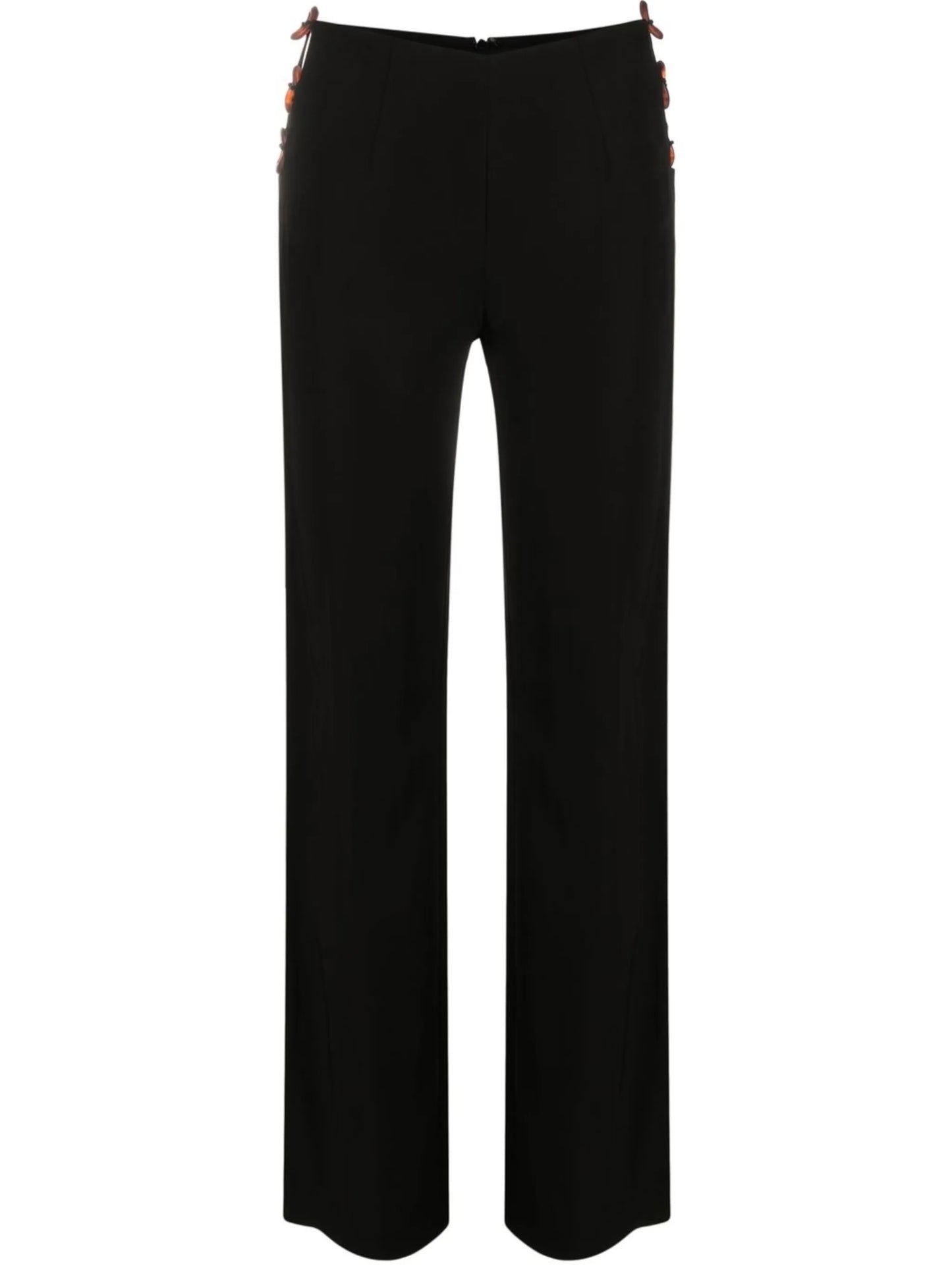 ring-detail straight-leg trousers