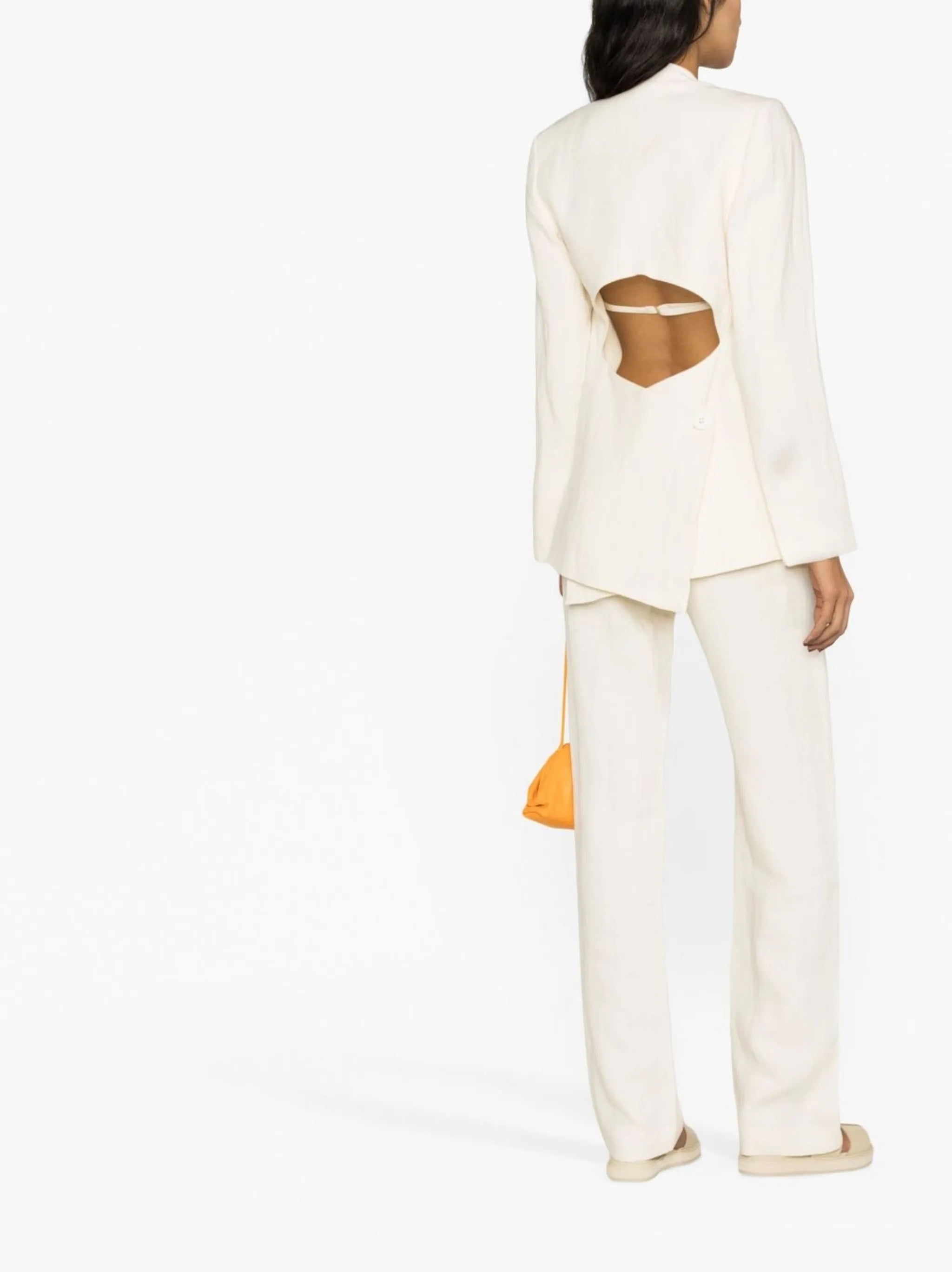 linen cutout blazer