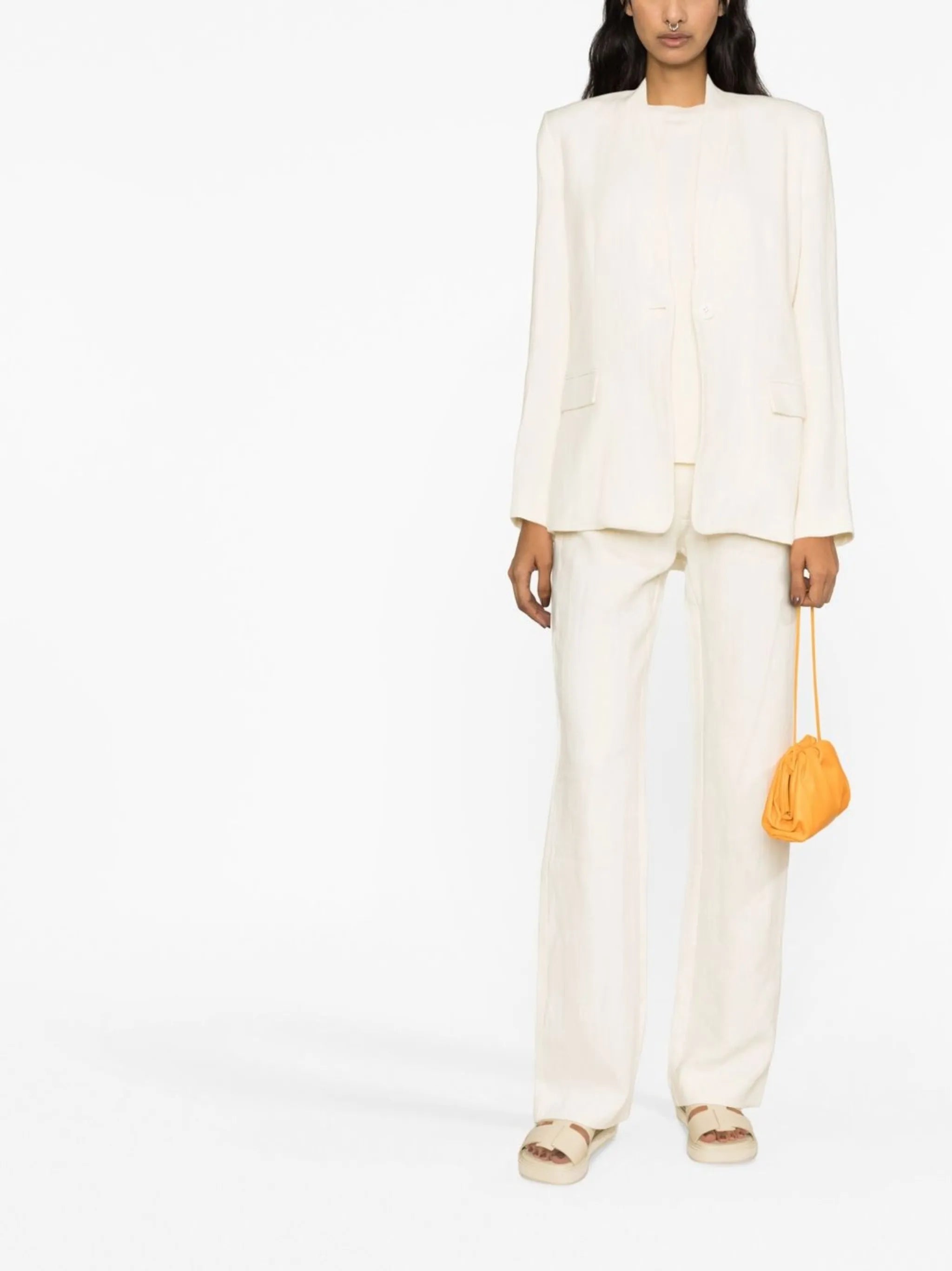 linen mid-rise straight-leg trousers