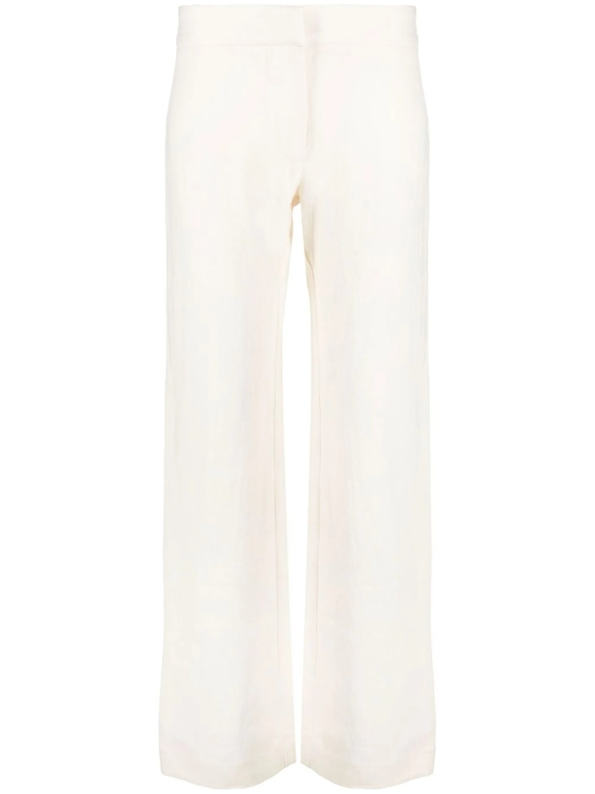 linen mid-rise straight-leg trousers