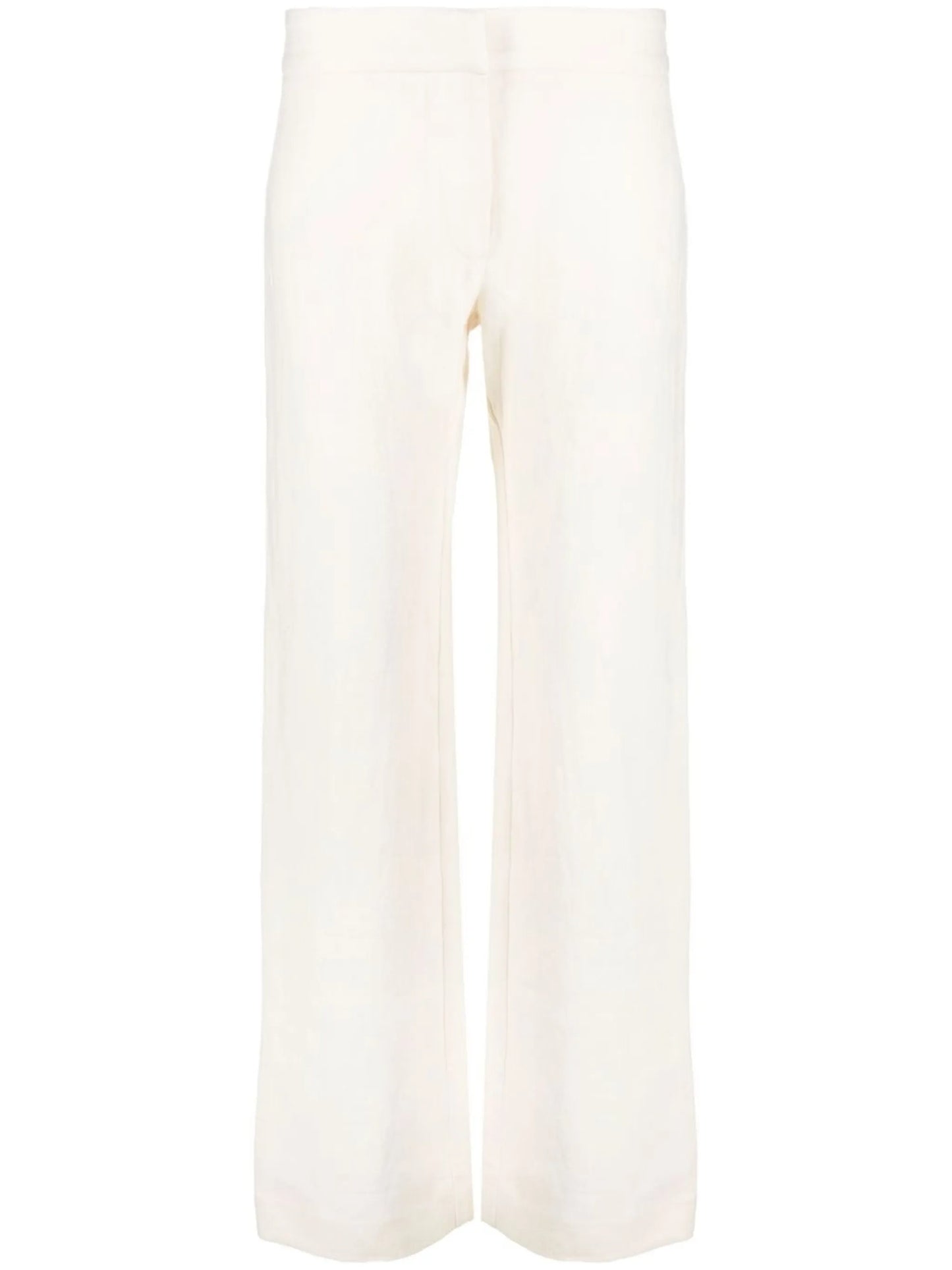linen mid-rise straight-leg trousers