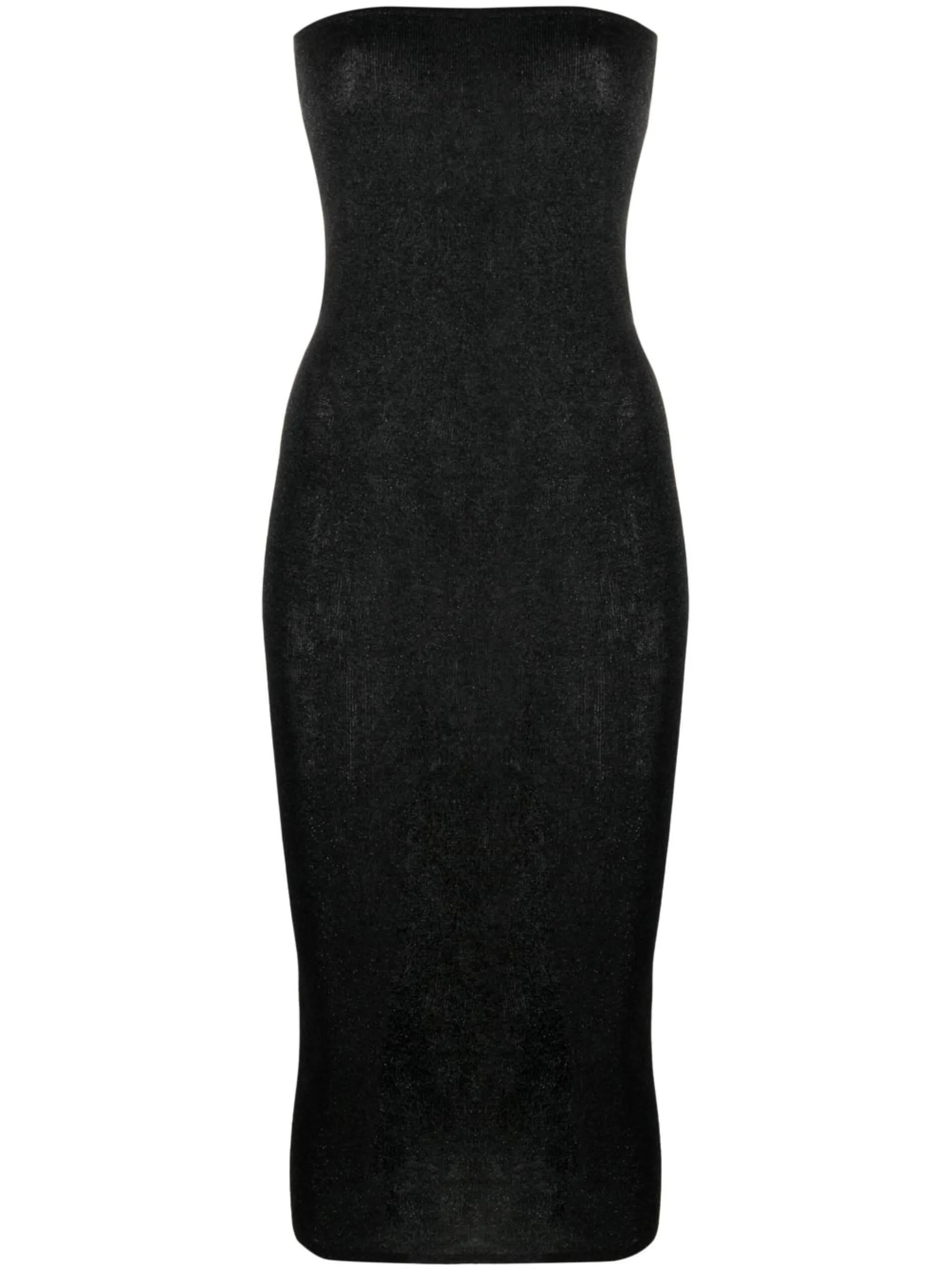90s sheer-knit strapless midi dress