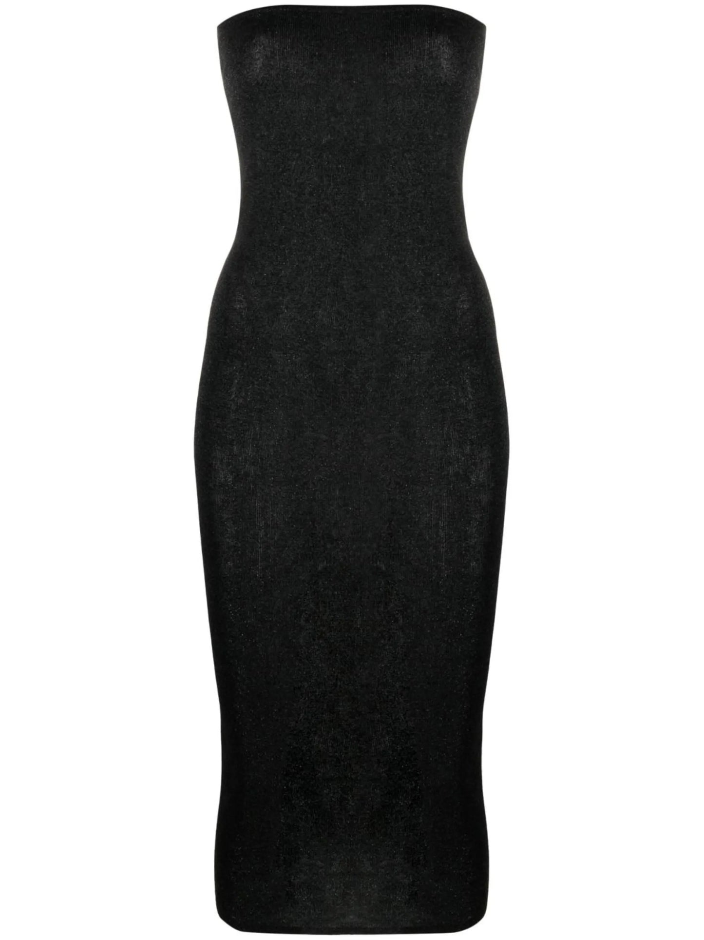 90s sheer-knit strapless midi dress