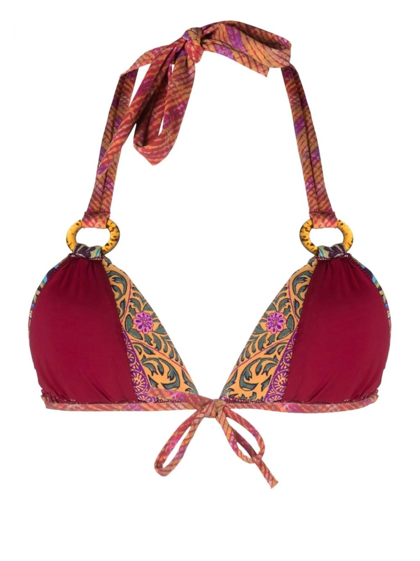 mix-print halterneck bikini top