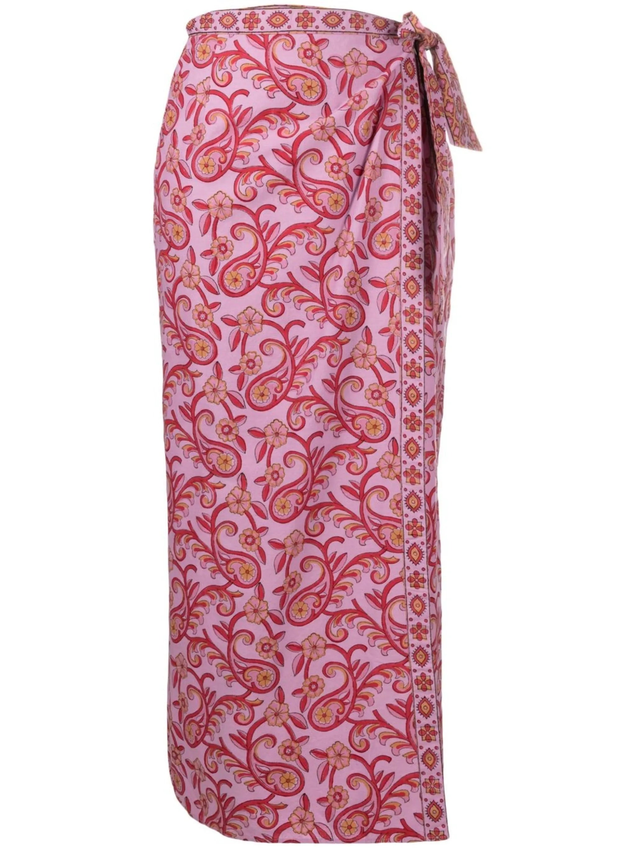 paisley-print wrap skirt