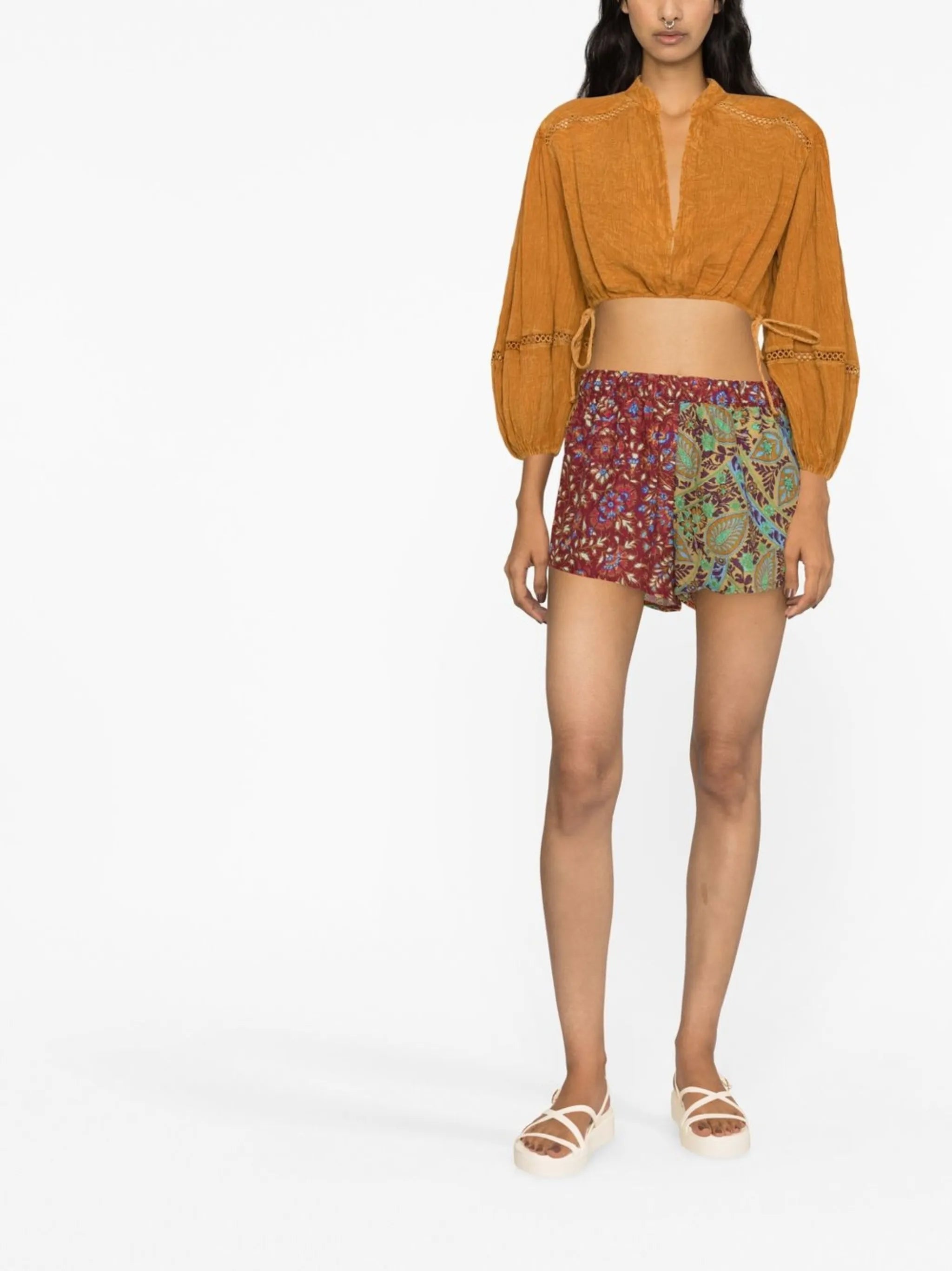 cropped long-sleeve blouse